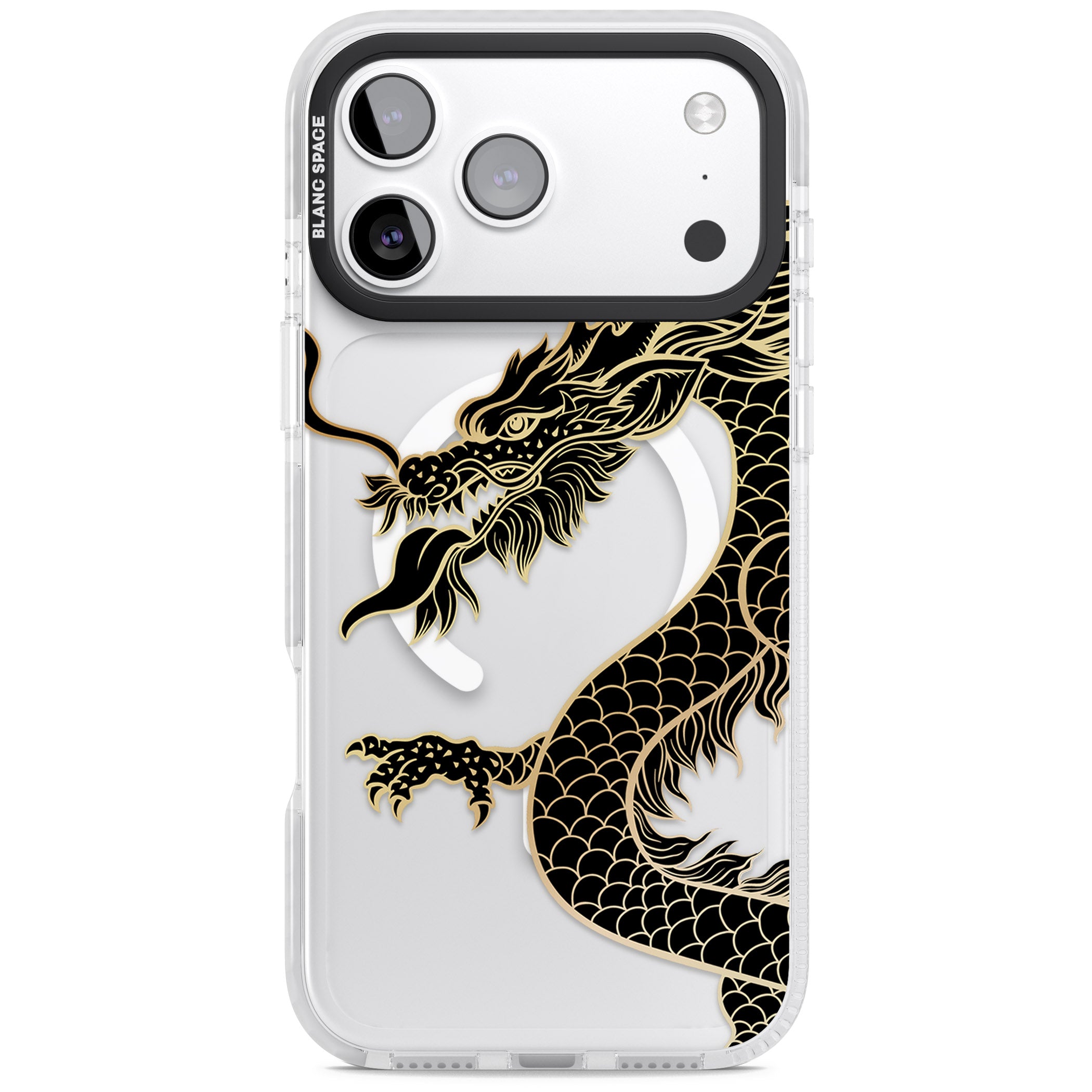 Large Black Dragon iPhone 17 Pro Max Impact Pro Clear Phone Case