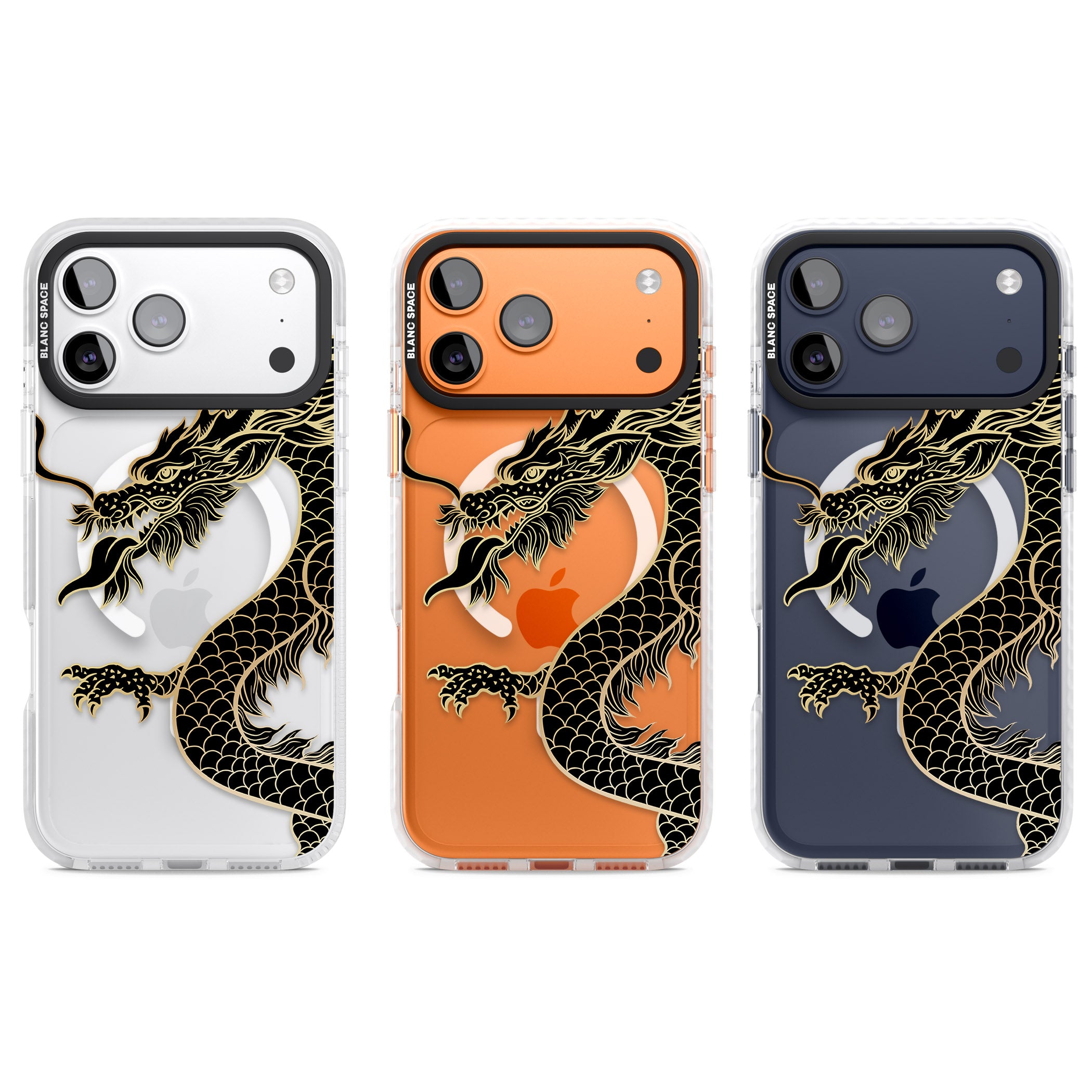 Large Black Dragon iPhone 17 Pro Impact Pro Clear Phone Case APT Impact Protection