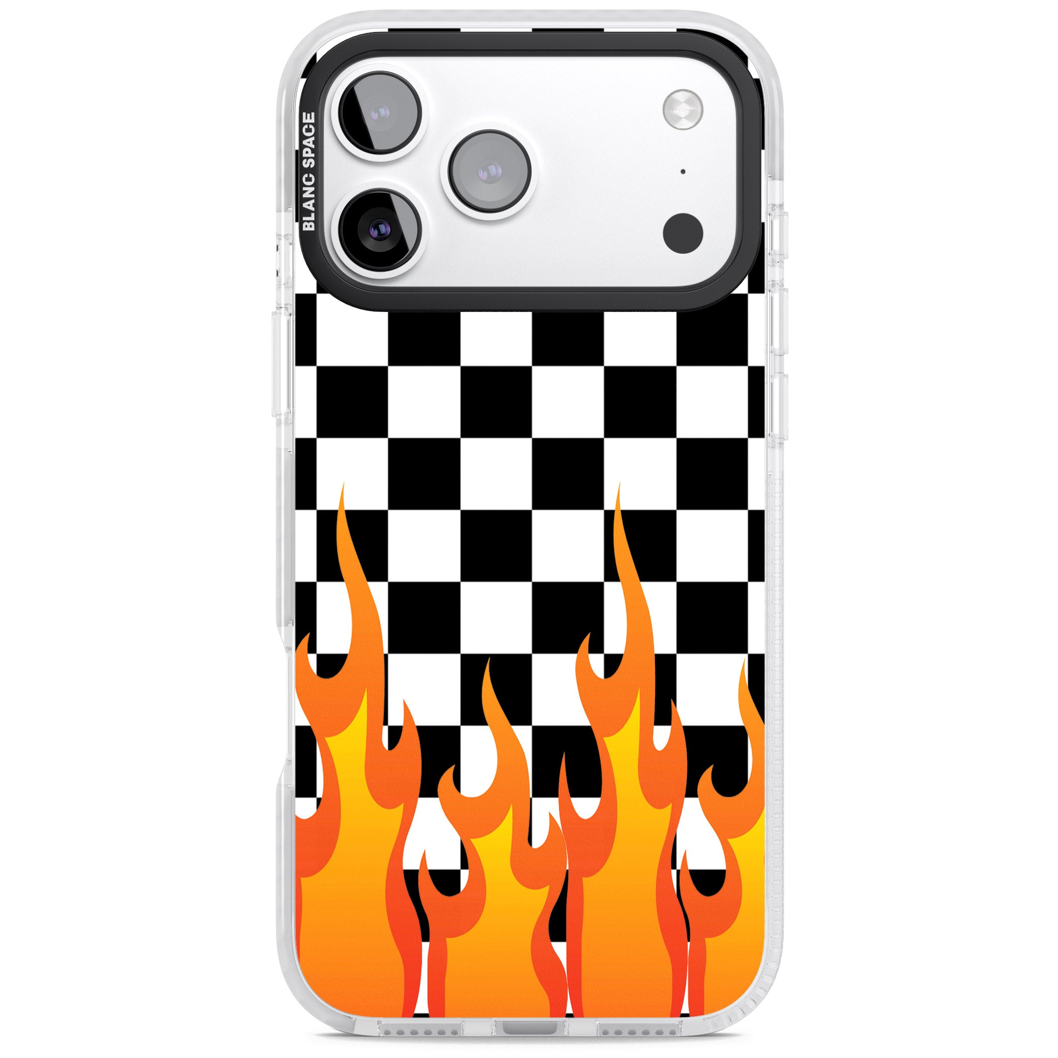 Checkered Fire iPhone 17 Pro Max Impact Pro Clear Phone Case