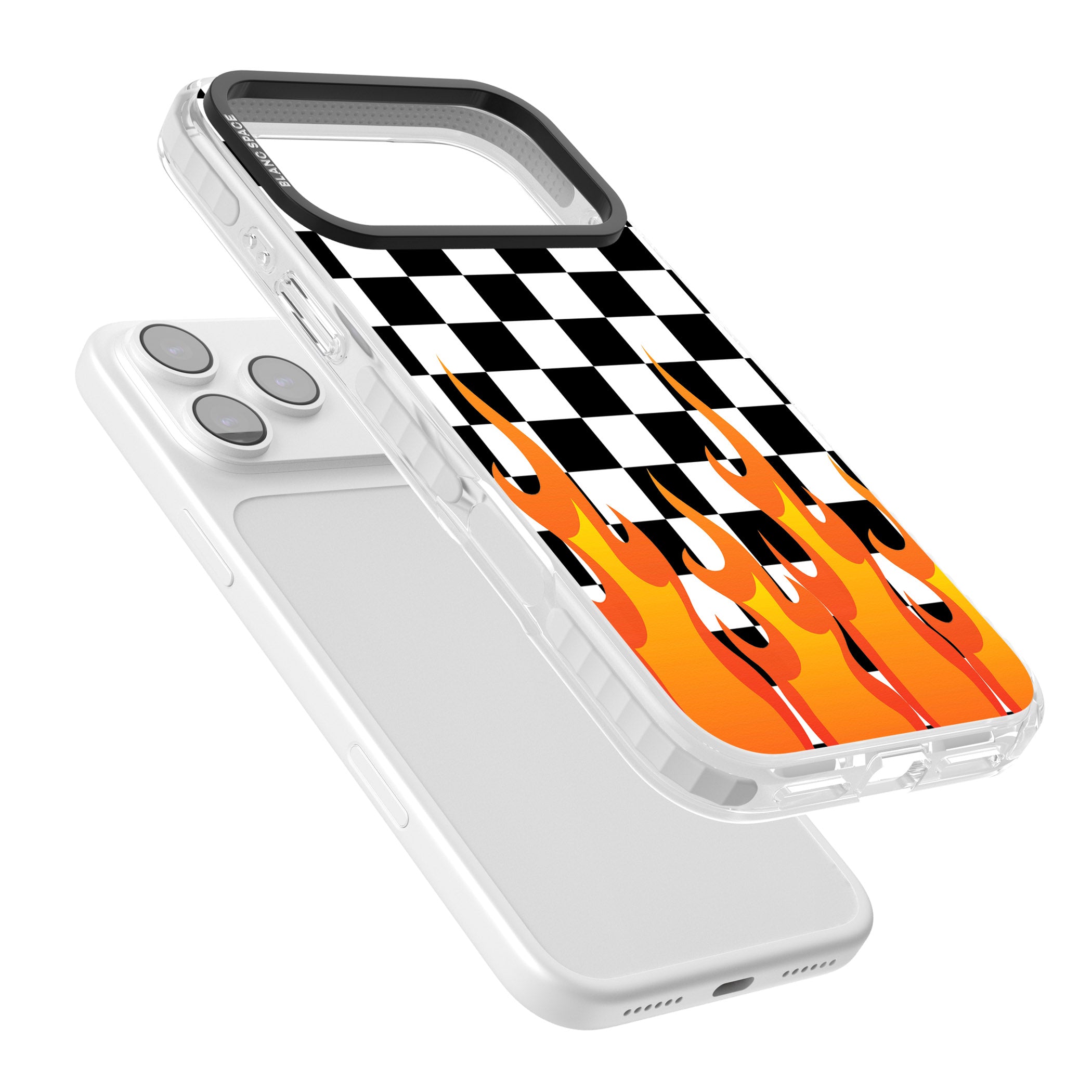 Checkered Fire iPhone 17 Pro Max Impact Pro Clear Phone Case Colours