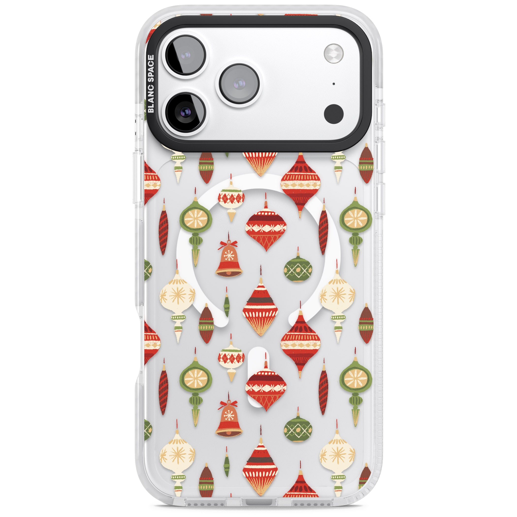 Christmas Baubles Pattern iPhone 17 Pro Max Impact Pro Clear Phone Case
