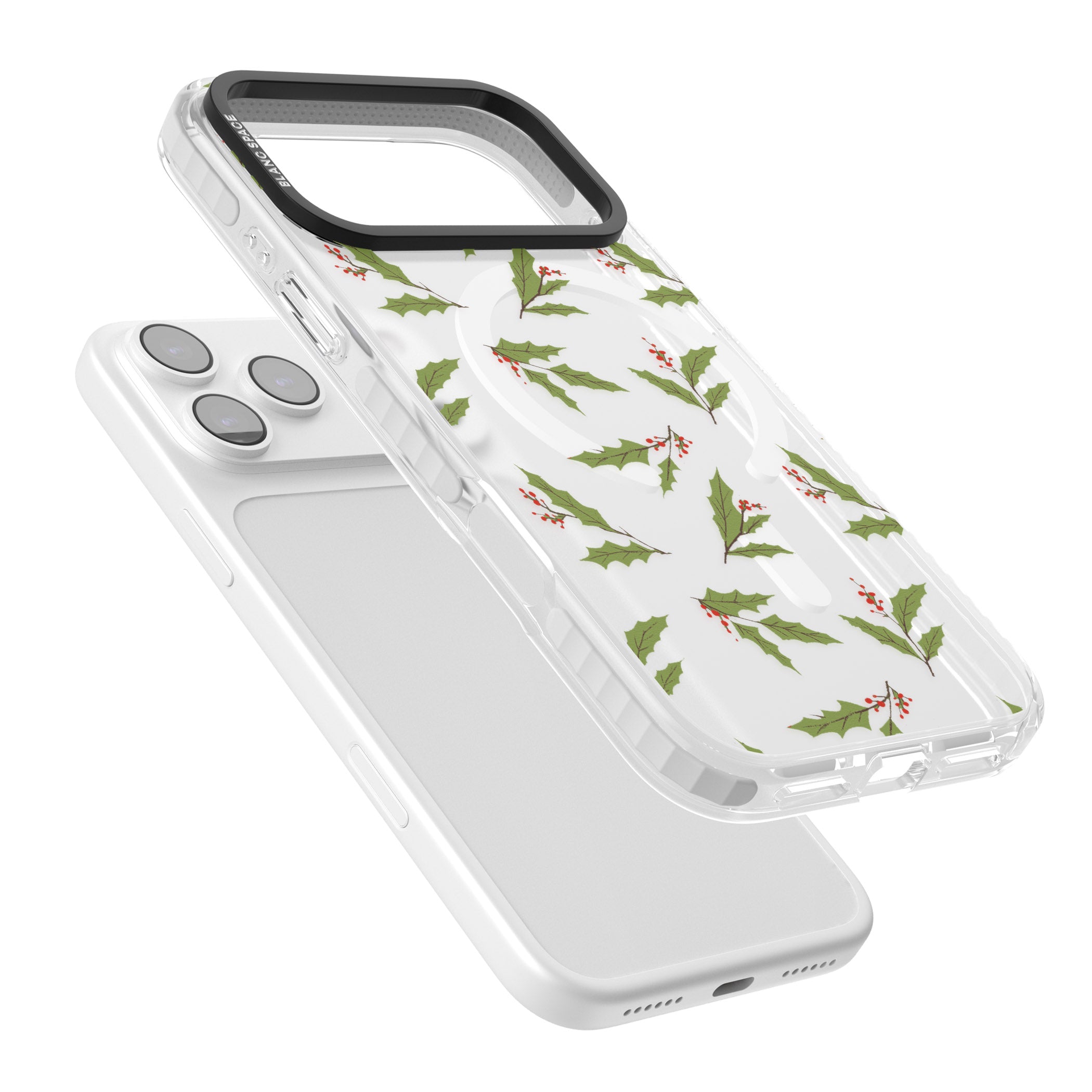 Christmas Holly Pattern iPhone 17 Pro Max Impact Pro Clear Phone Case Colours