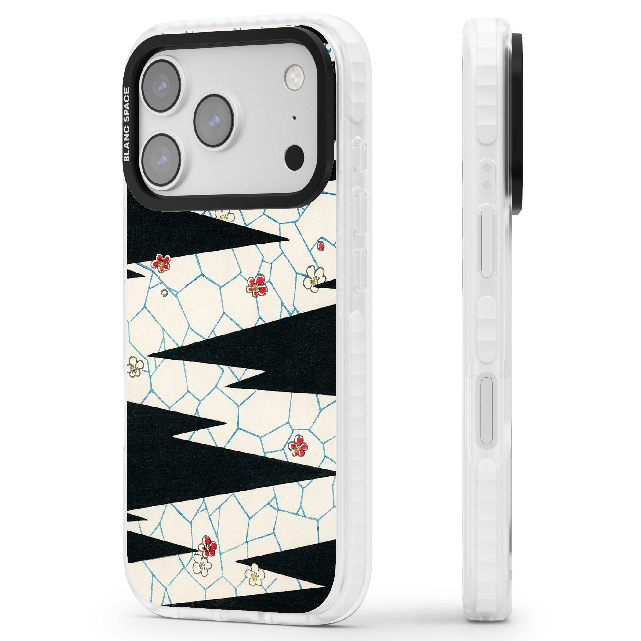 Japanese Flowers By Bijutsu Sekai iPhone 17 Pro Max Impact Pro Clear Phone Case Side Profile