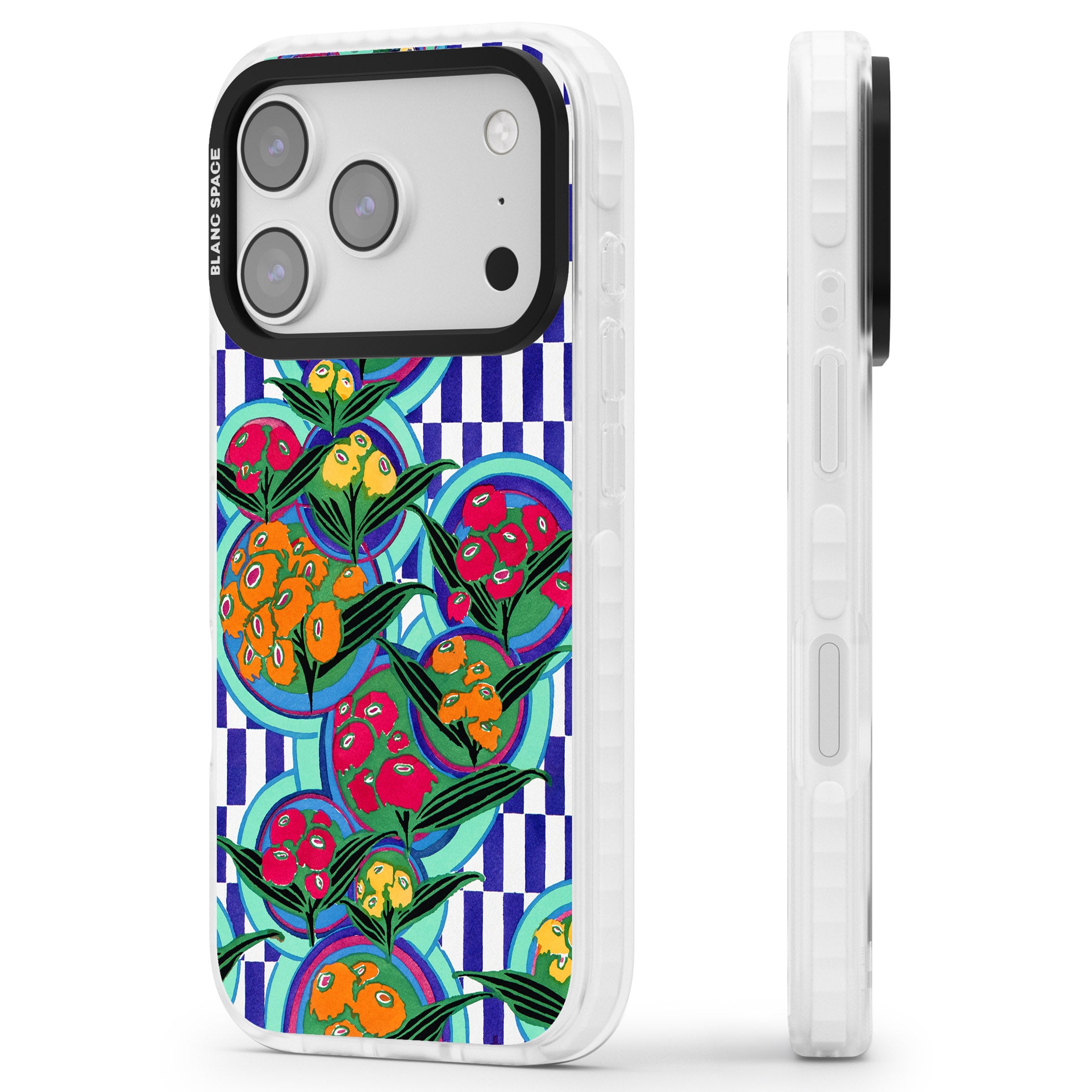 Vintage Fruit Plates iPhone 17 Pro Max Impact Pro Clear Phone Case Side Profile