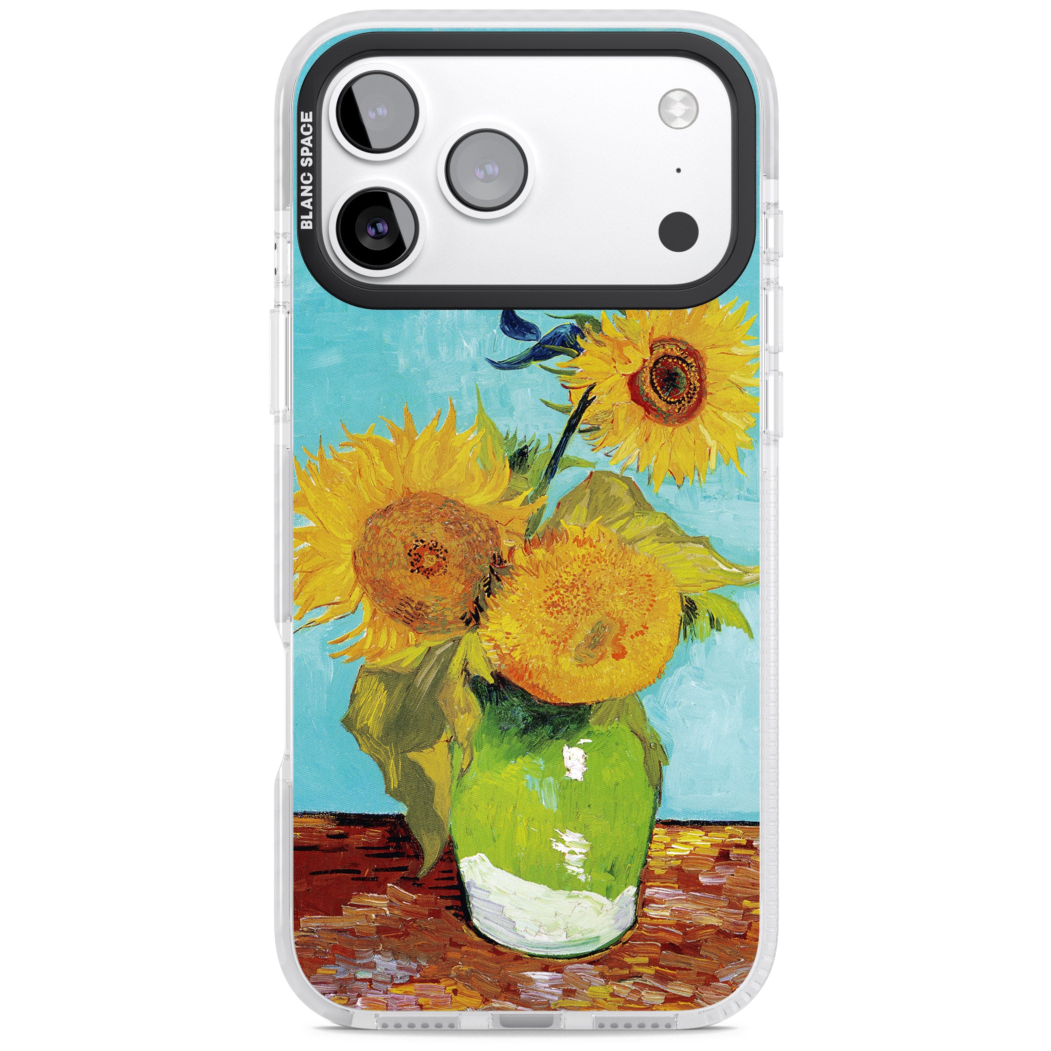 Vase With Three Sunflowers iPhone 17 Pro Max Impact Pro Clear Phone Case