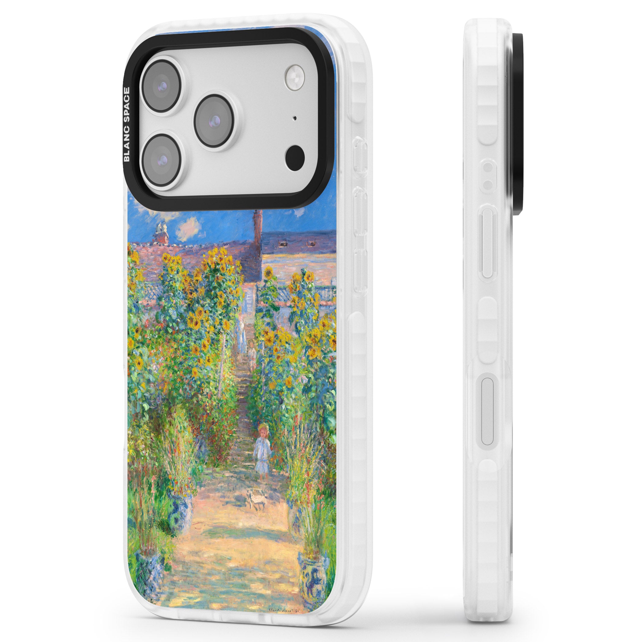 Garden at Vetheuil iPhone 17 Pro Max Impact Pro Clear Phone Case Side Profile