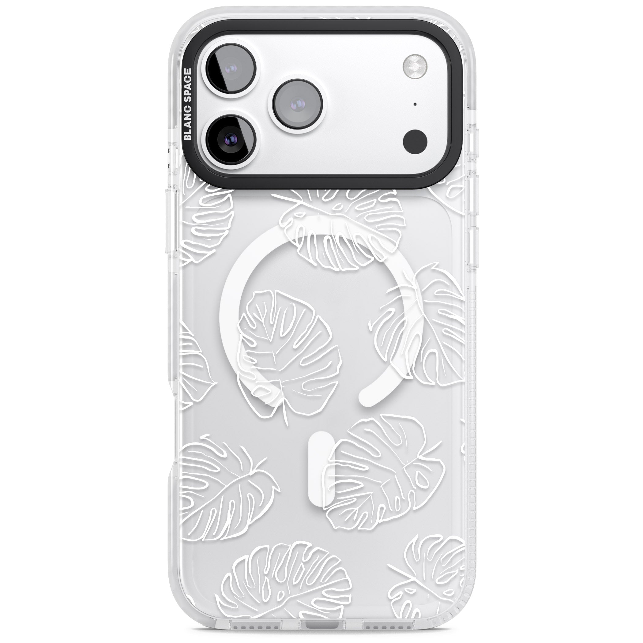 Monstera Outline iPhone 17 Pro Max Impact Pro Clear Phone Case