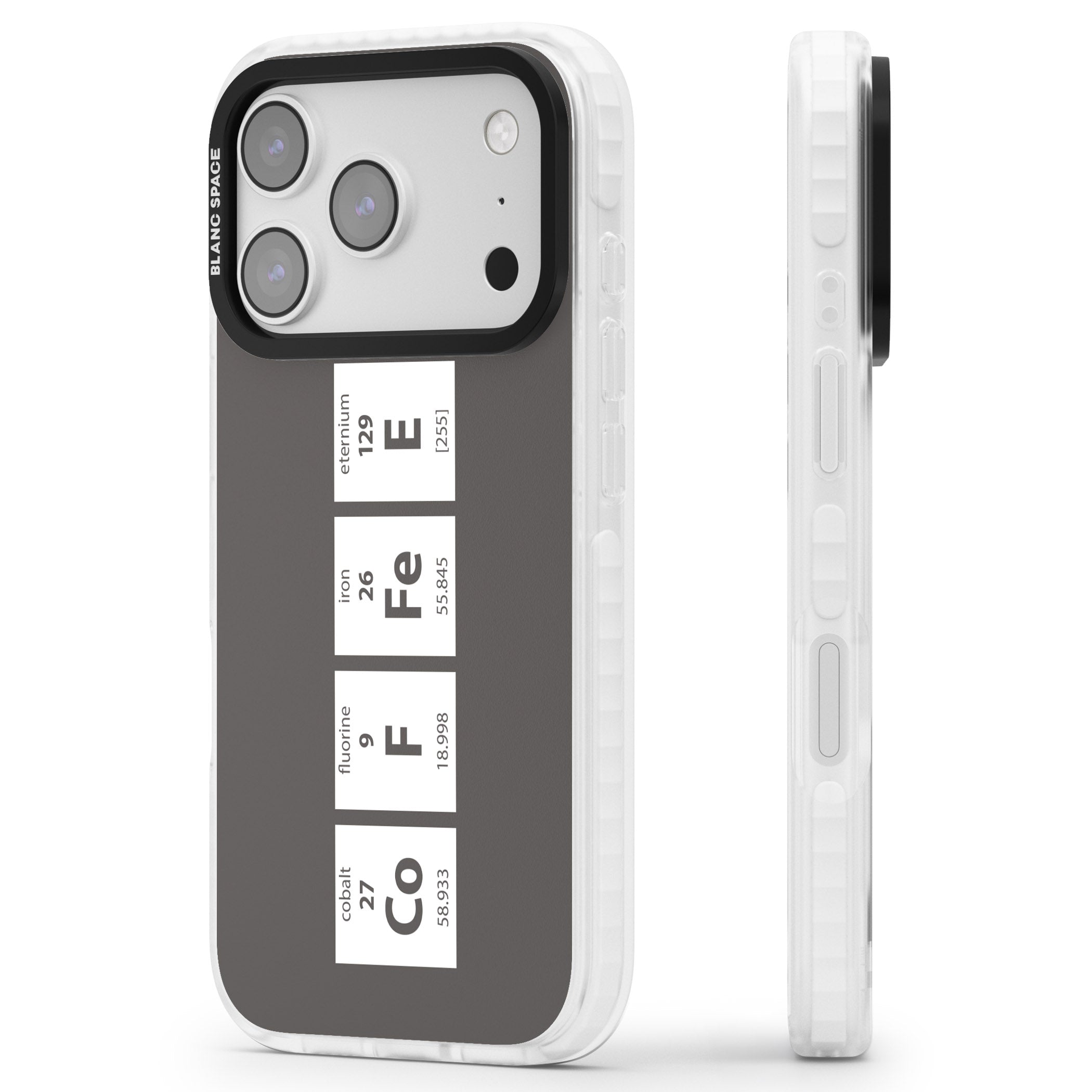 Coffee Element (Grey) iPhone 17 Pro Max Impact Pro Clear Phone Case Side Profile