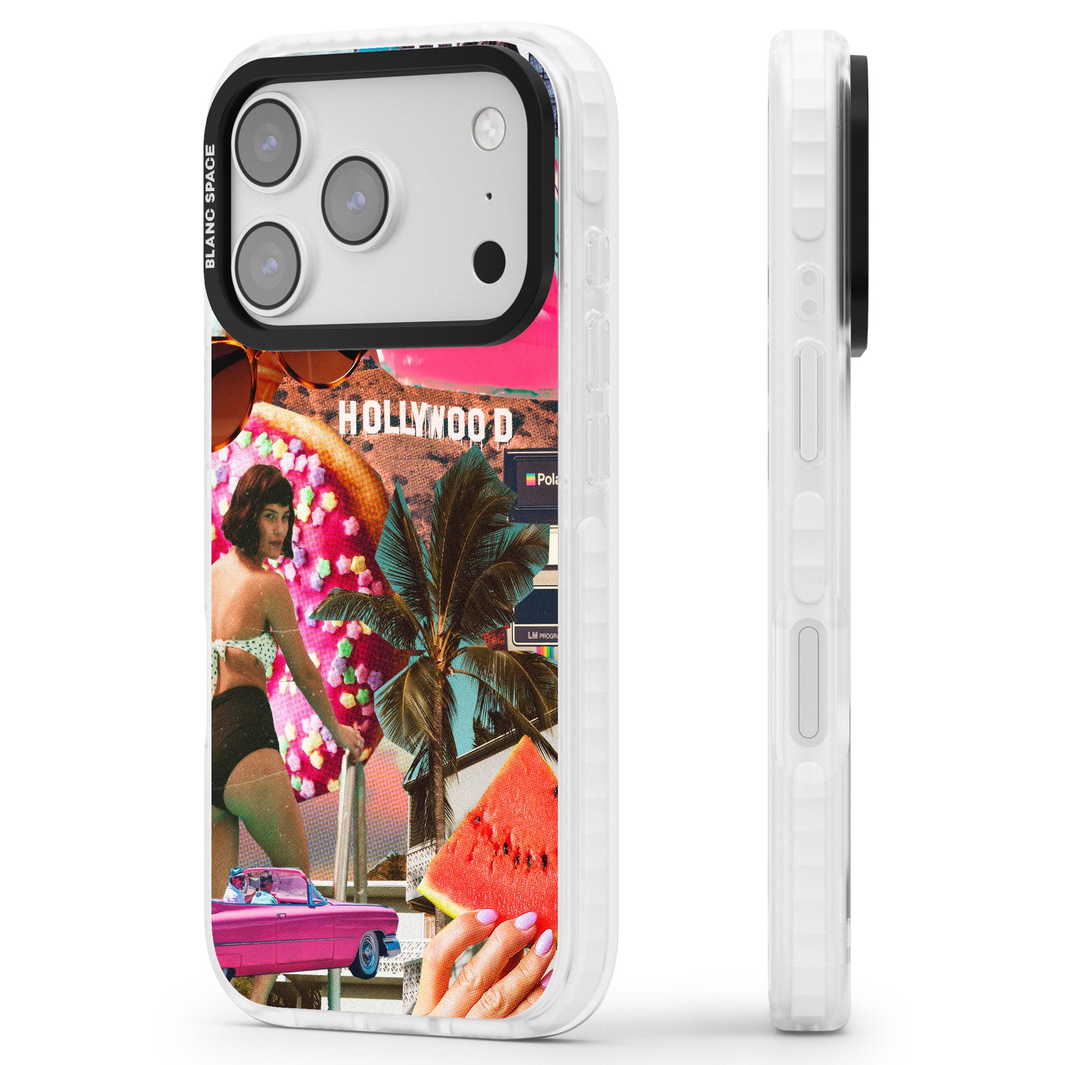 Hollywood Retro Collage iPhone 17 Pro Max Impact Pro Clear Phone Case Side Profile
