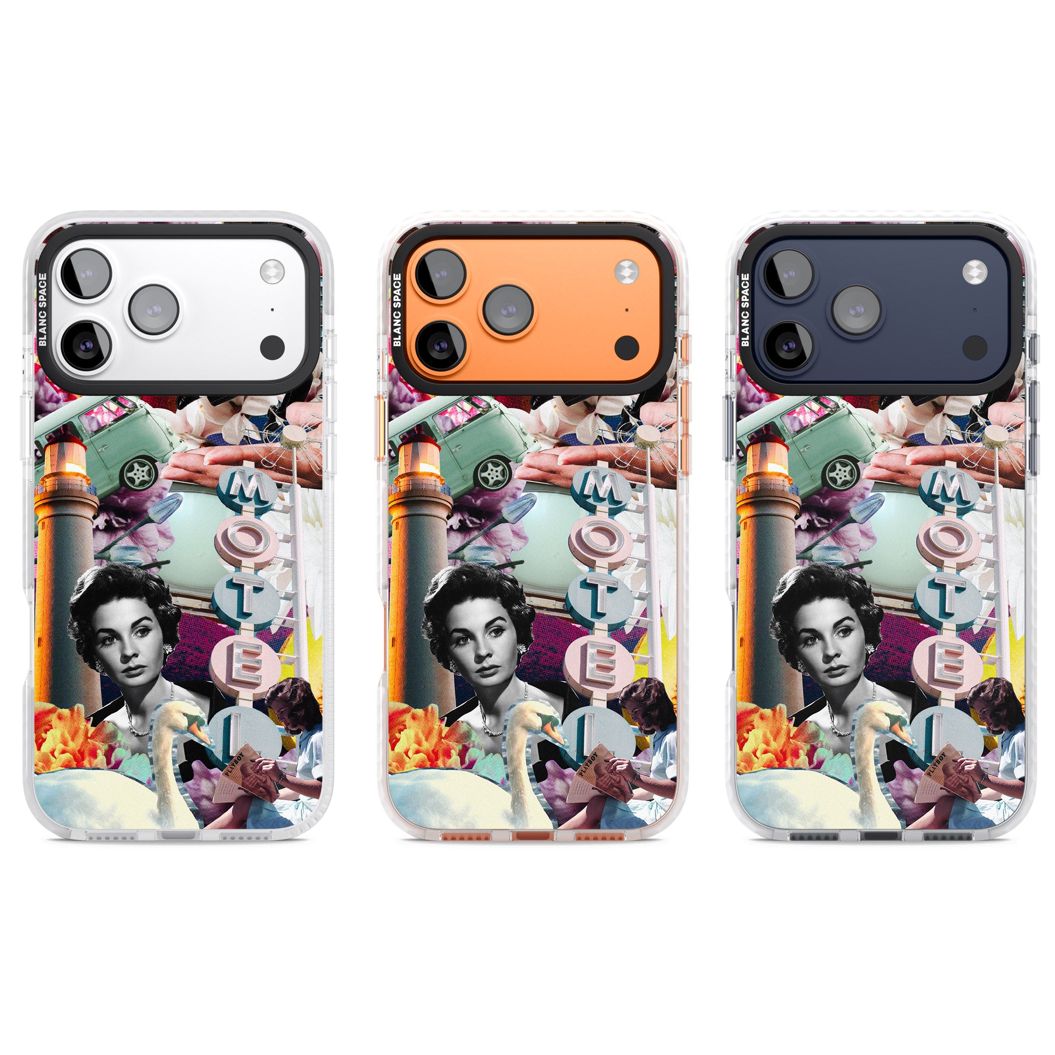 Retro Motel Collage iPhone 17 Pro Impact Pro Clear Phone Case APT Impact Protection
