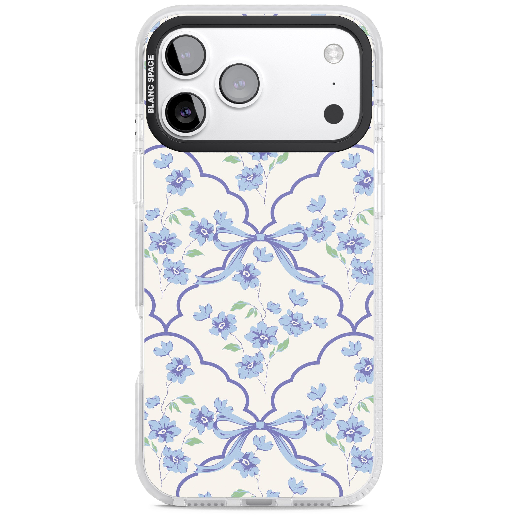 Blue Cottage Floral iPhone 17 Pro Max Impact Pro Clear Phone Case