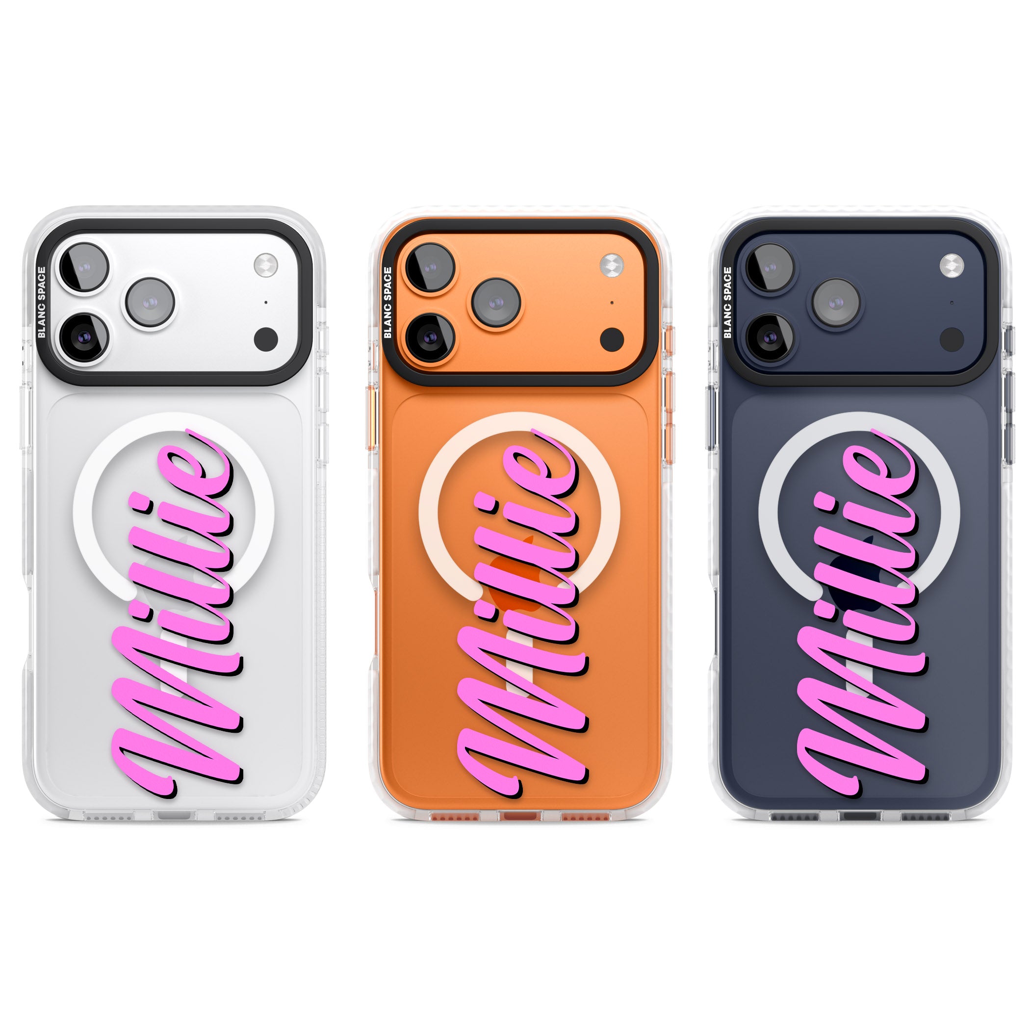 Personalised Cute Vertical Name iPhone 17 Pro Impact Pro Clear Phone Case APT Impact Protection