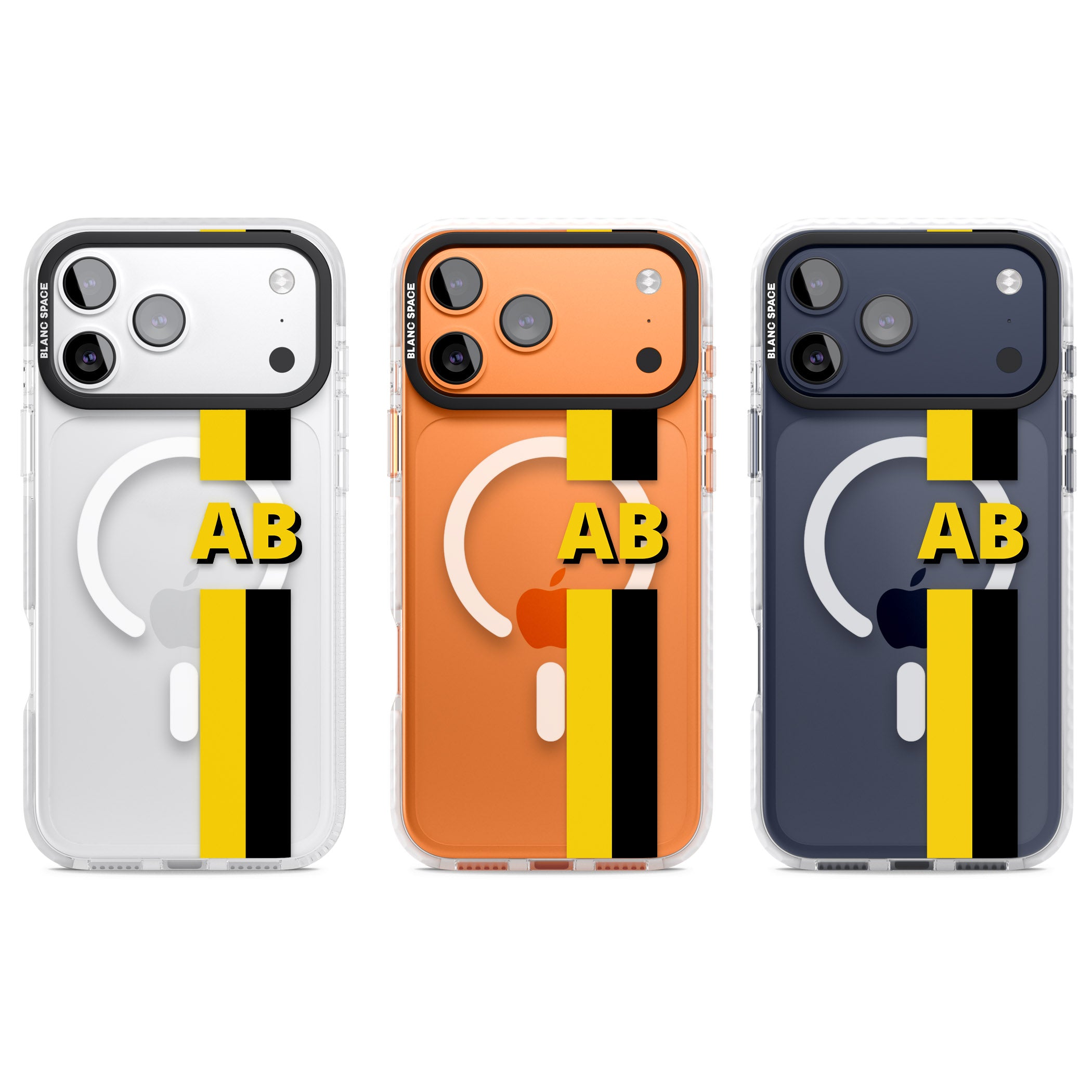 Personalised Bold Name Striped iPhone 17 Pro Impact Pro Clear Phone Case APT Impact Protection