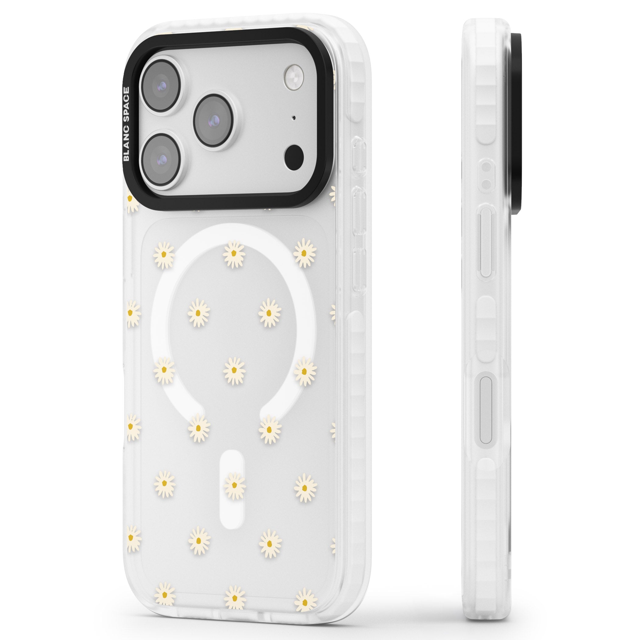 Daisy Pop Floral iPhone 17 Pro Max Impact Pro Clear Phone Case Side Profile