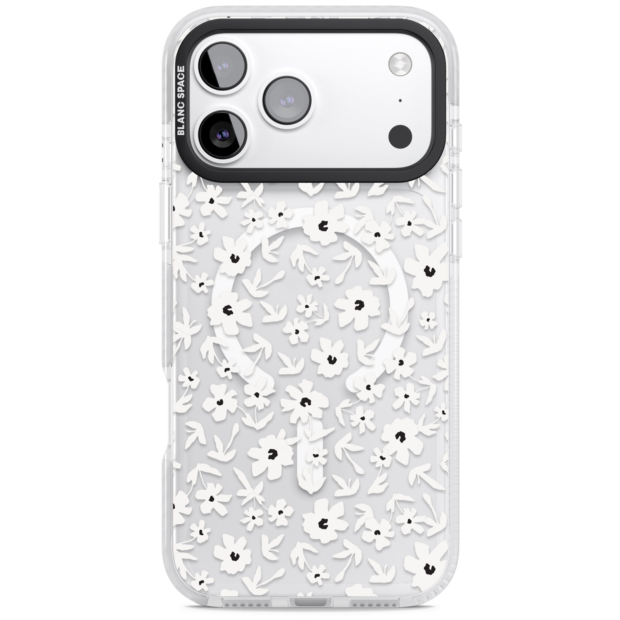 Monochrome Floral iPhone 17 Pro Max Impact Pro Clear Phone Case