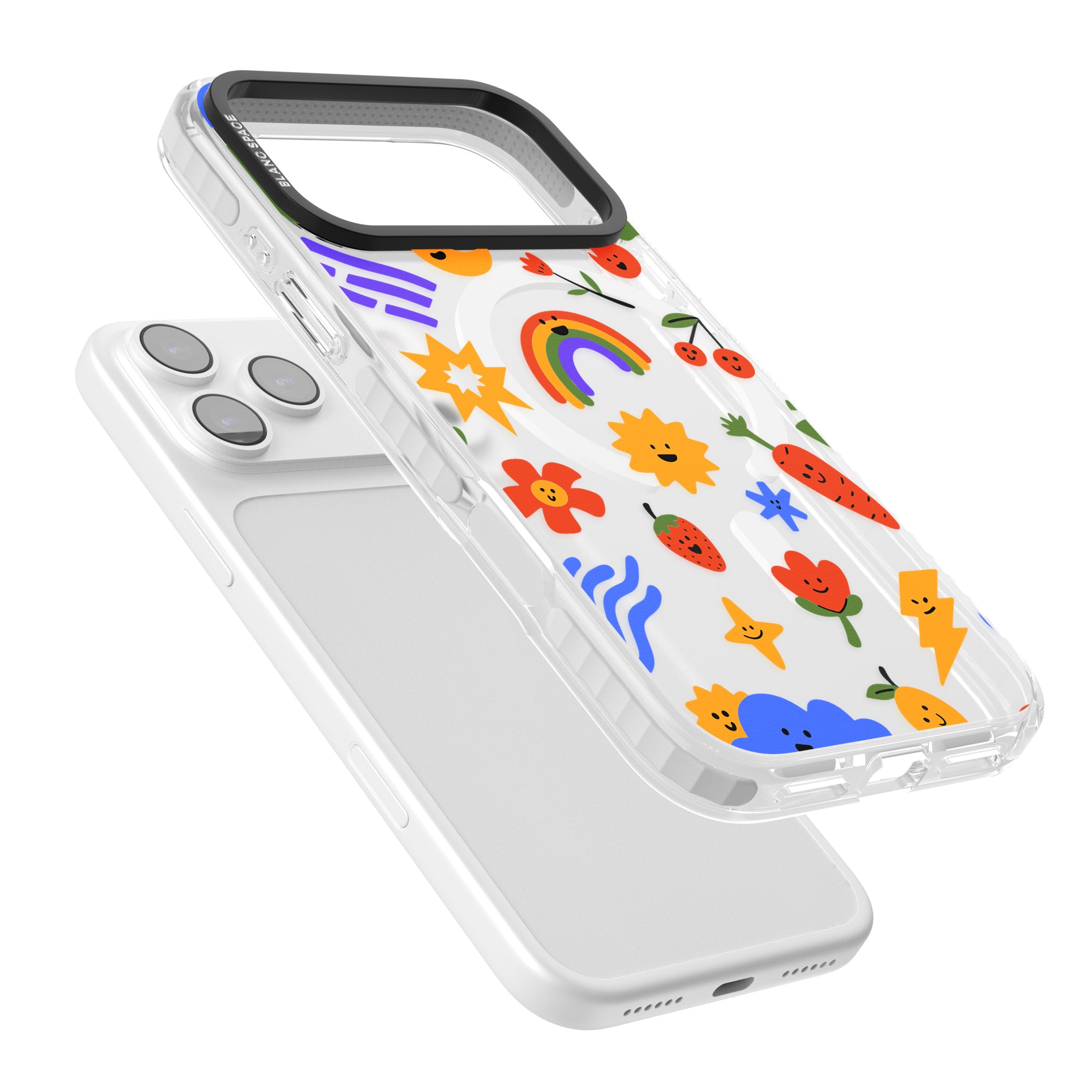 Colorful Kawaii Icons iPhone 17 Pro Max Impact Pro Clear Phone Case Colours
