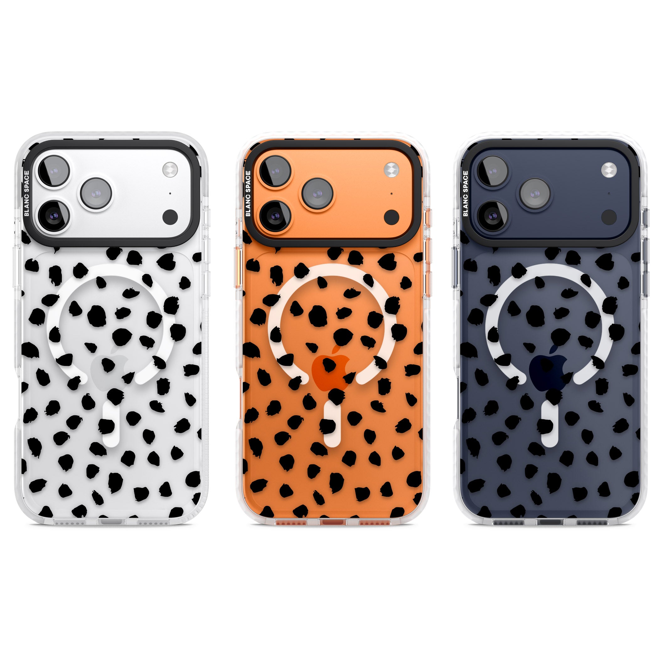 Black Dalmatian Polka Dot iPhone 17 Pro Impact Pro Clear Phone Case APT Impact Protection