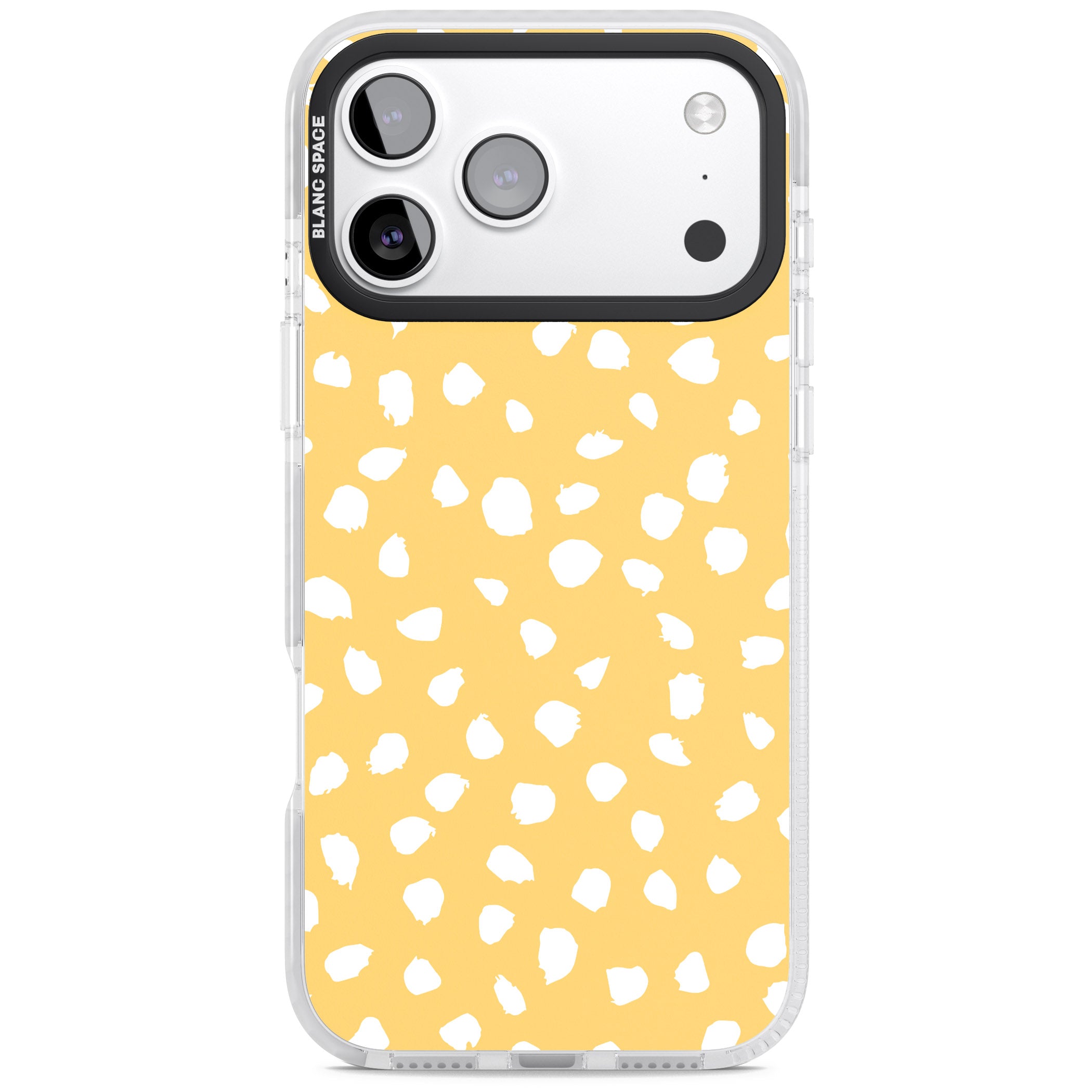 Yellow Dalmatian Dots iPhone 17 Pro Max Impact Pro Clear Phone Case