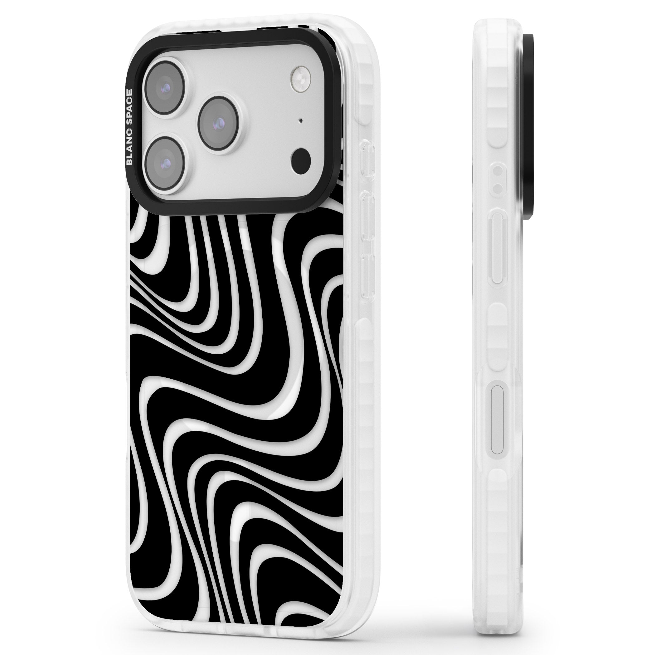Abstract Waves iPhone 17 Pro Max Impact Pro Clear Phone Case Side Profile