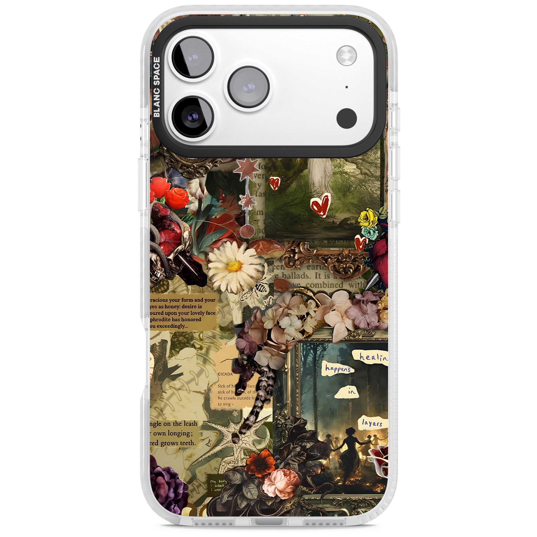 Textbook Romance Collage iPhone 17 Pro Max Impact Pro Clear Phone Case