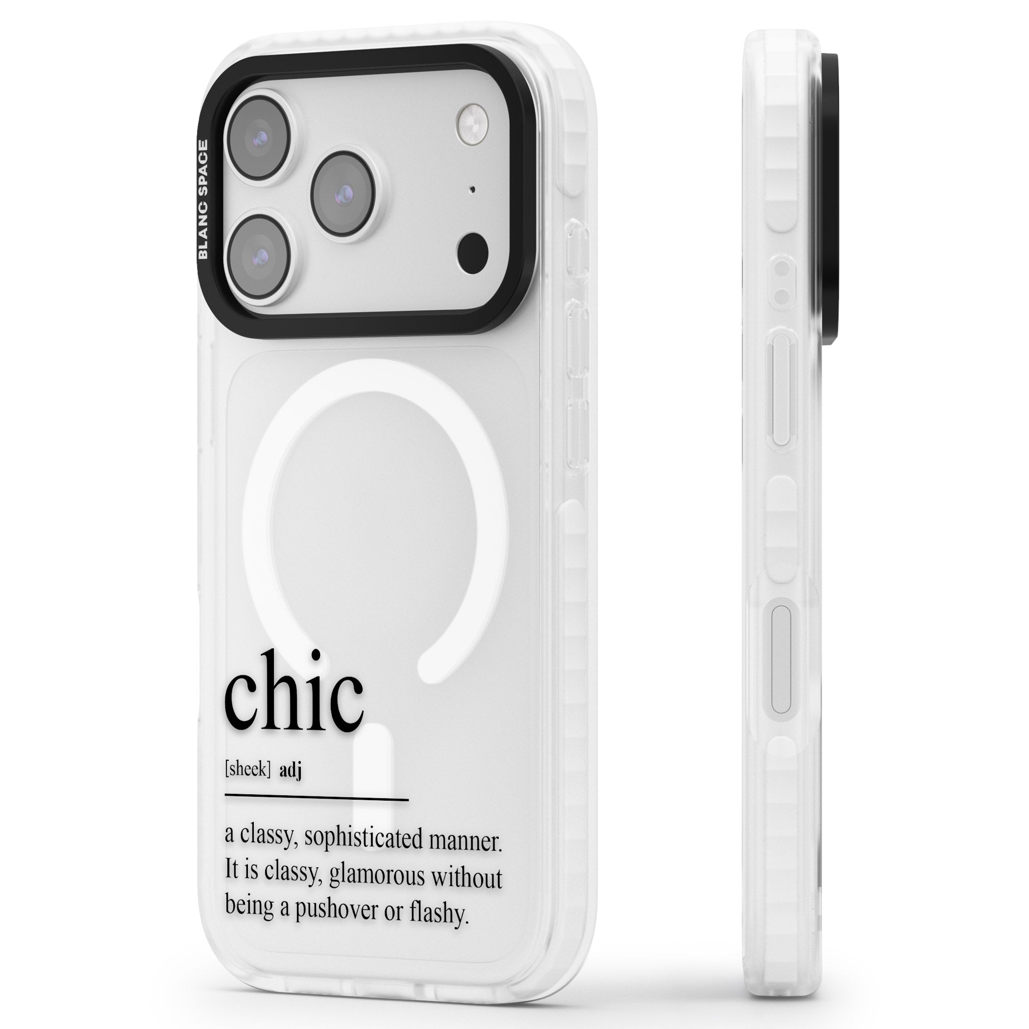 Chic iPhone 17 Pro Max Impact Pro Clear Phone Case Side Profile