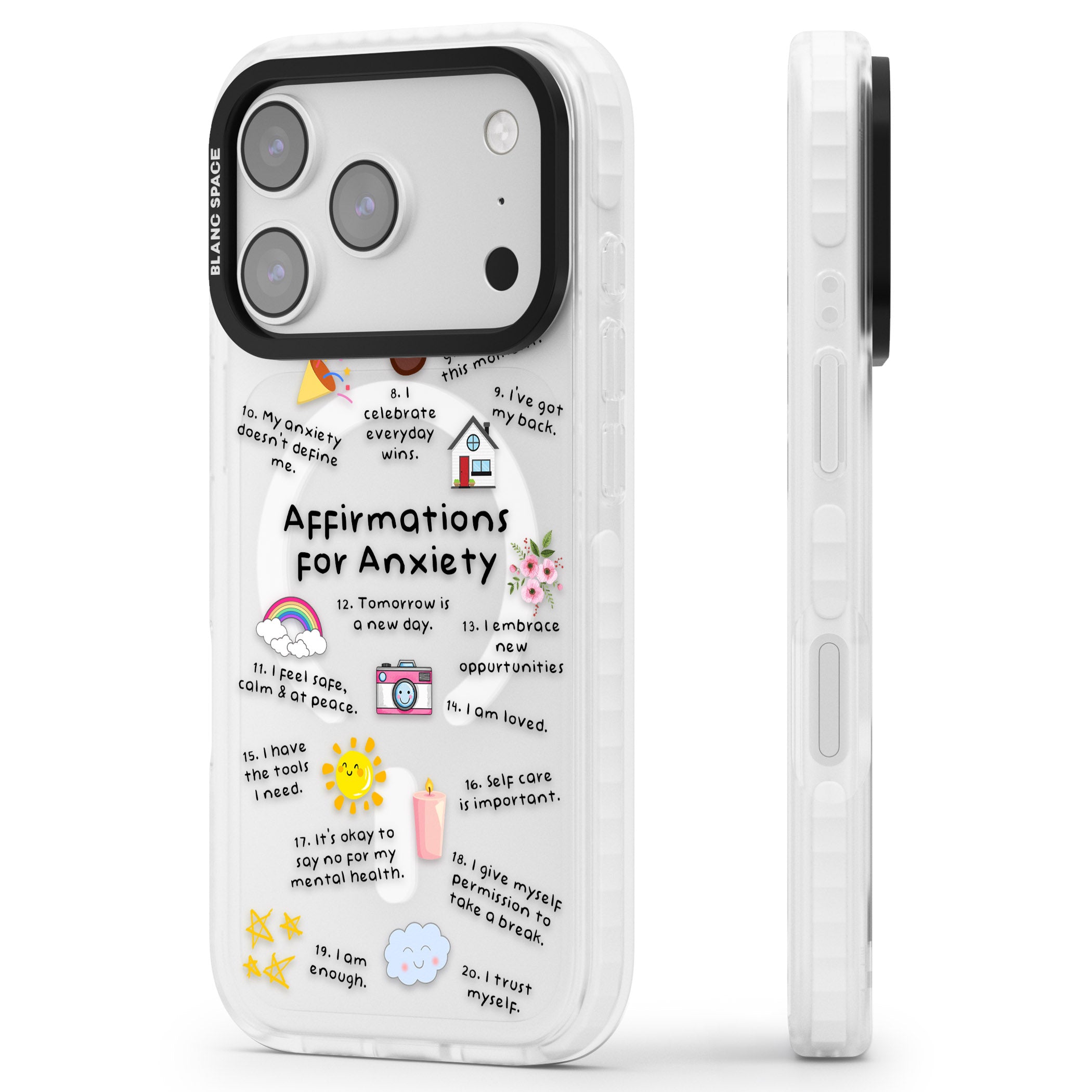 Anxiety Black Text iPhone 17 Pro Max Impact Pro Clear Phone Case Side Profile