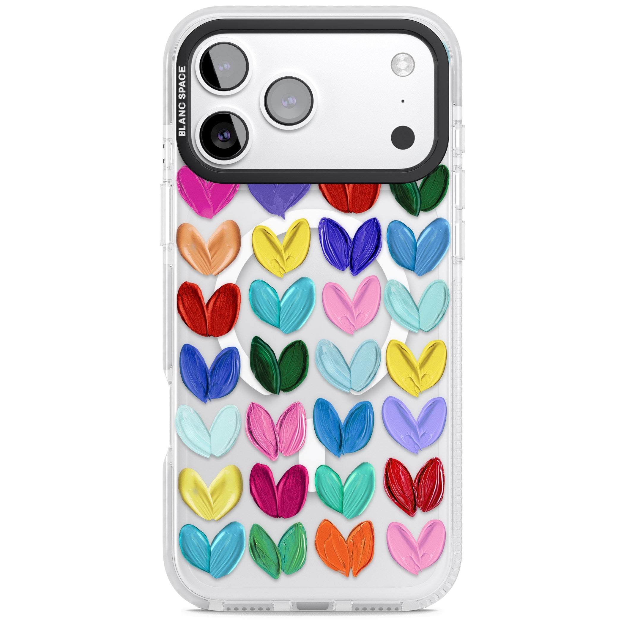 Oil Painted Hearts iPhone 17 Pro Max Impact Pro Clear Phone Case