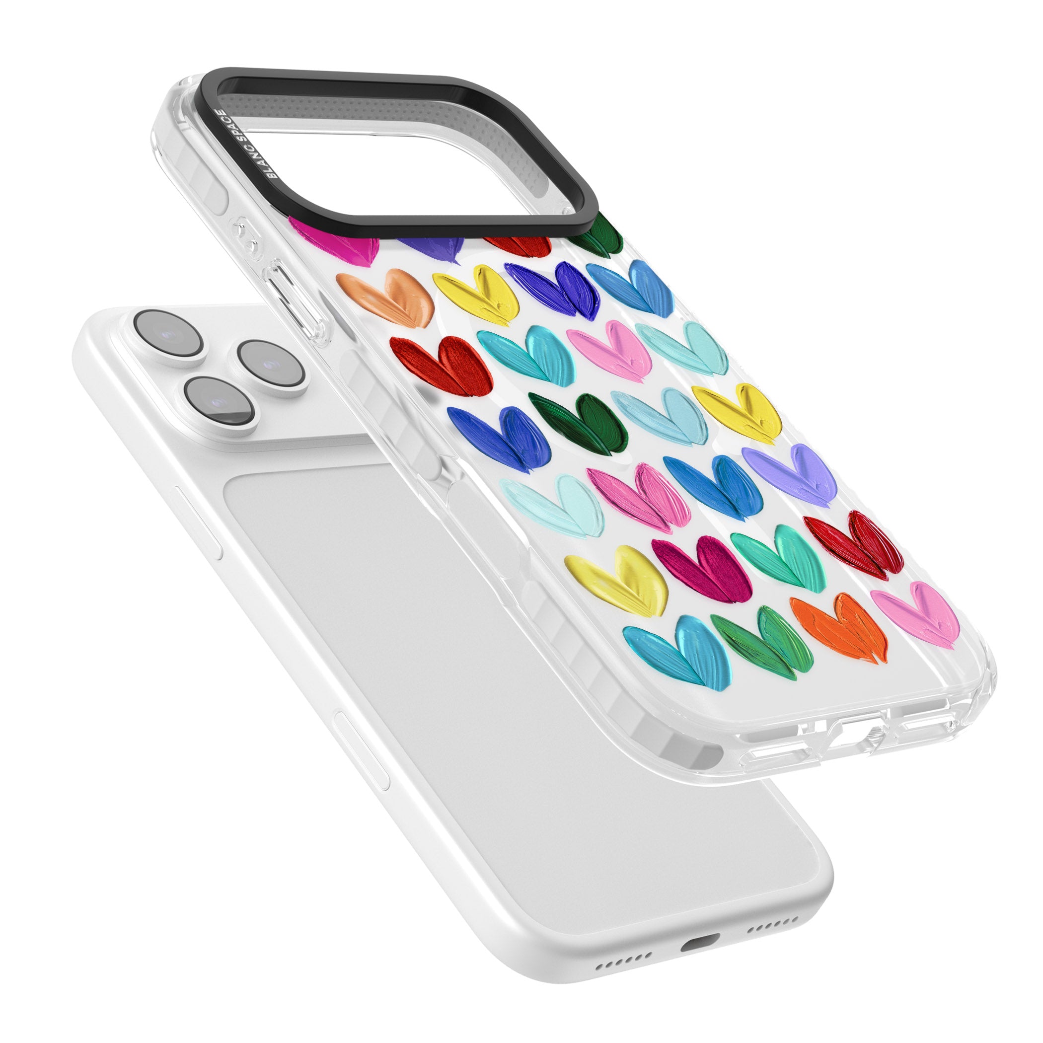 Oil Painted Hearts iPhone 17 Pro Max Impact Pro Clear Phone Case Colours
