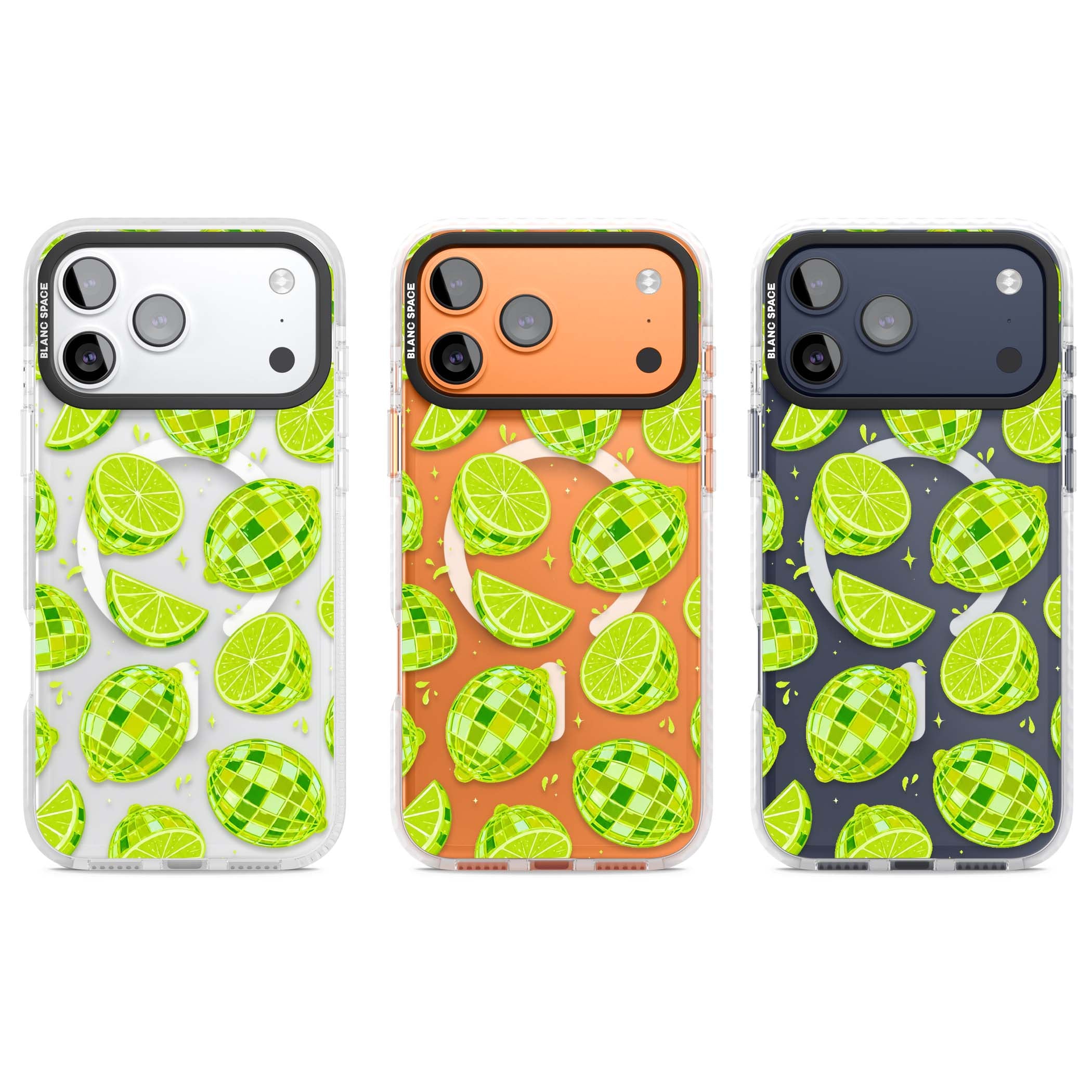 Disco Limes fruit aesthetic iPhone case featuring green disco balls, lime slices and citrus sparkles | Impact Magsafe case for iPhone 17 Pro, iPhone 17 Pro Max