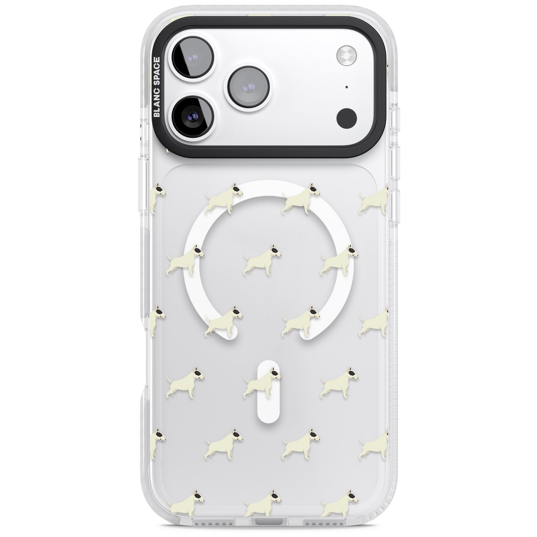 Bull Terrier Pattern iPhone 17 Pro Max Impact Pro Clear Phone Case