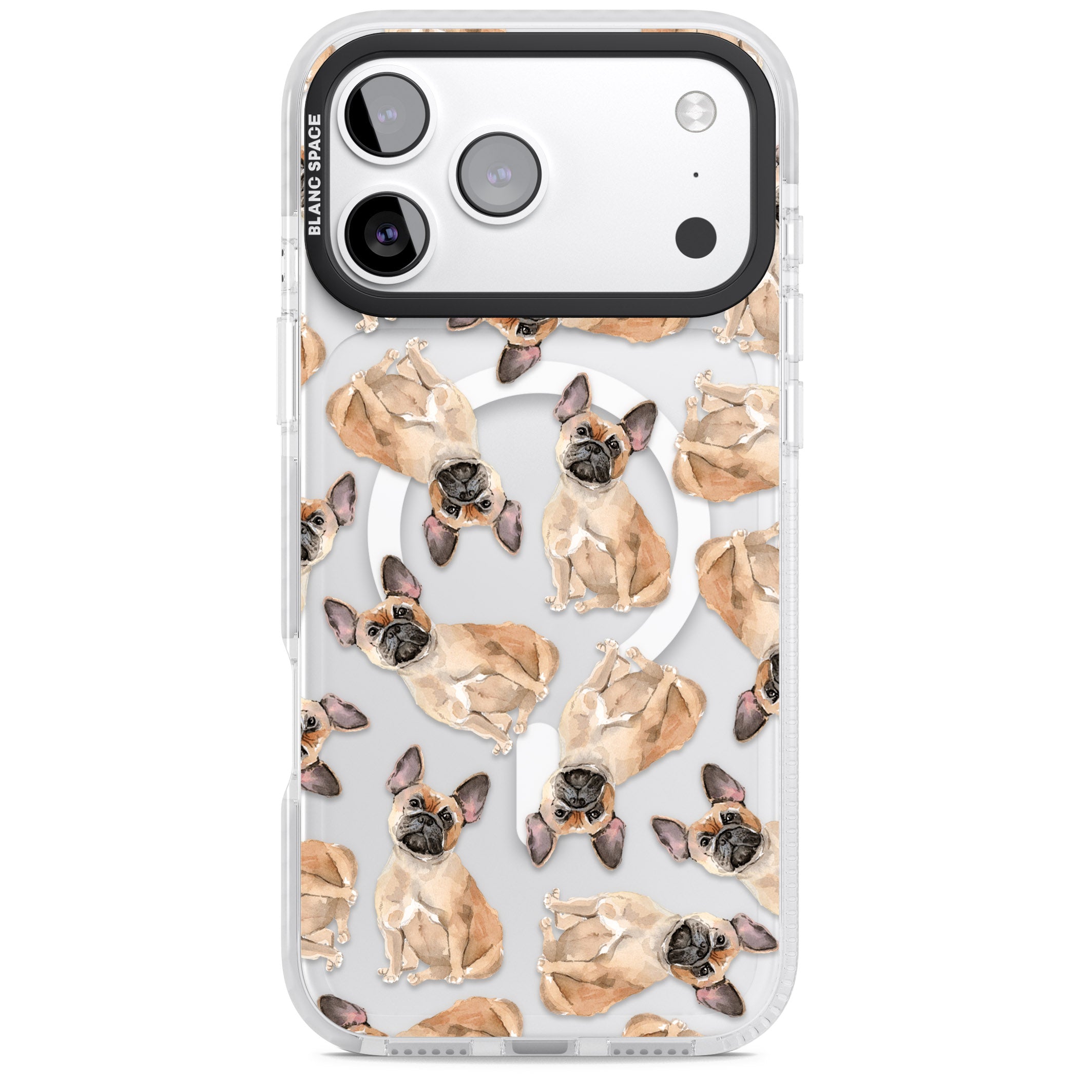 French Bulldog Watercolour Pattern iPhone 17 Pro Max Impact Pro Clear Phone Case