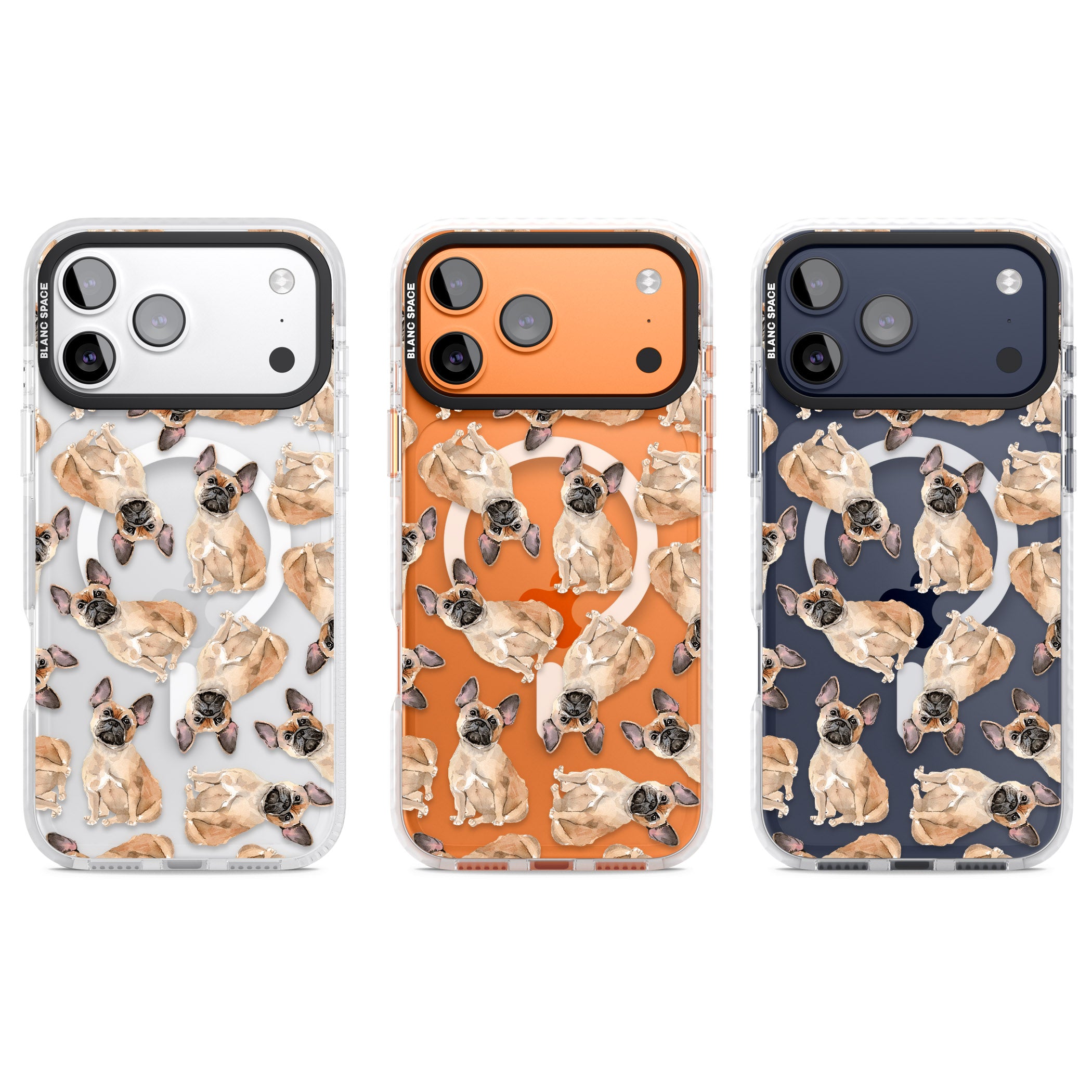French Bulldog Watercolour Pattern iPhone 17 Pro Impact Pro Clear Phone Case APT Impact Protection