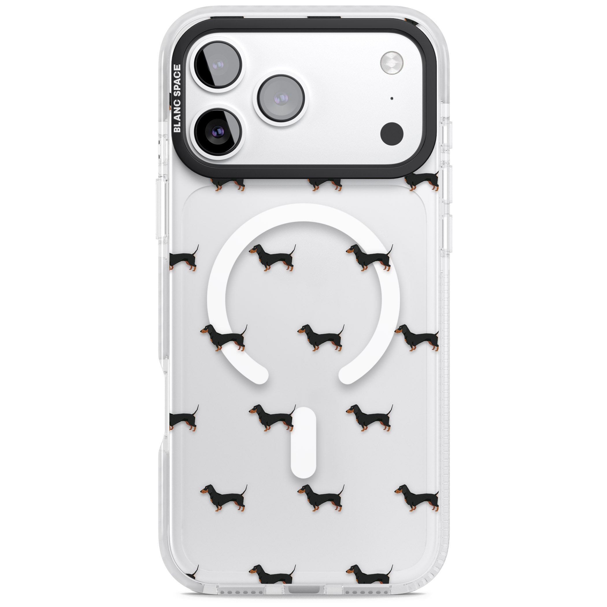 Dachshund Pattern Clear iPhone 17 Pro Max Impact Pro Clear Phone Case