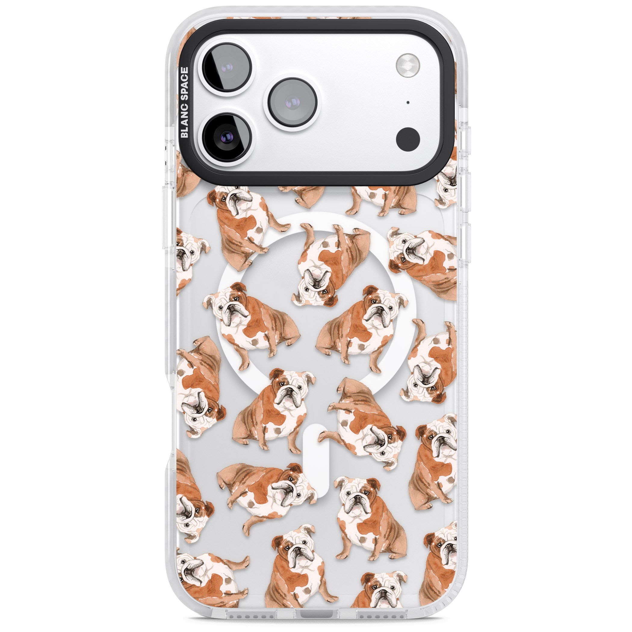English Bulldog Watercolour Dog Pattern iPhone 17 Pro Max Impact Pro Clear Phone Case