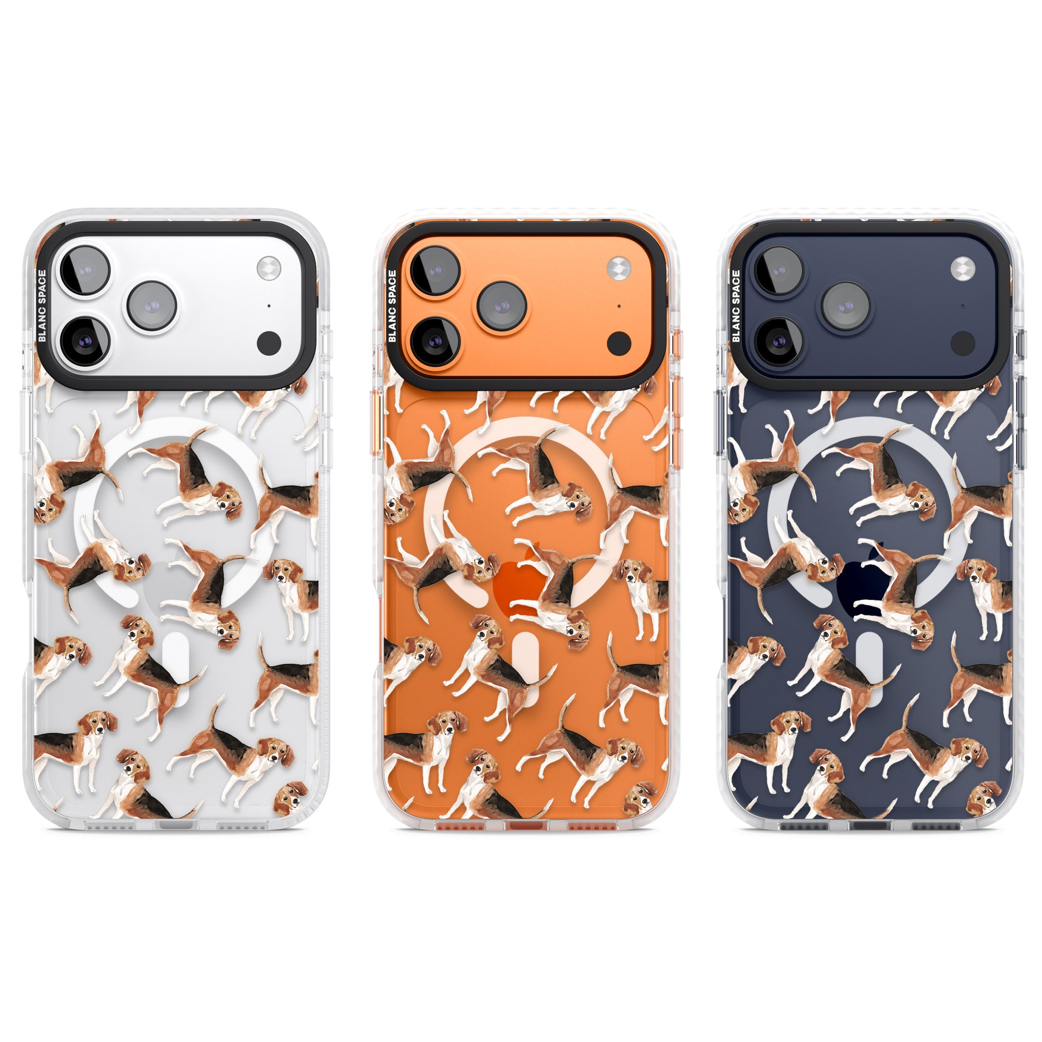 Beagle Watercolor Pattern iPhone 17 Pro Impact Pro Clear Phone Case APT Impact Protection