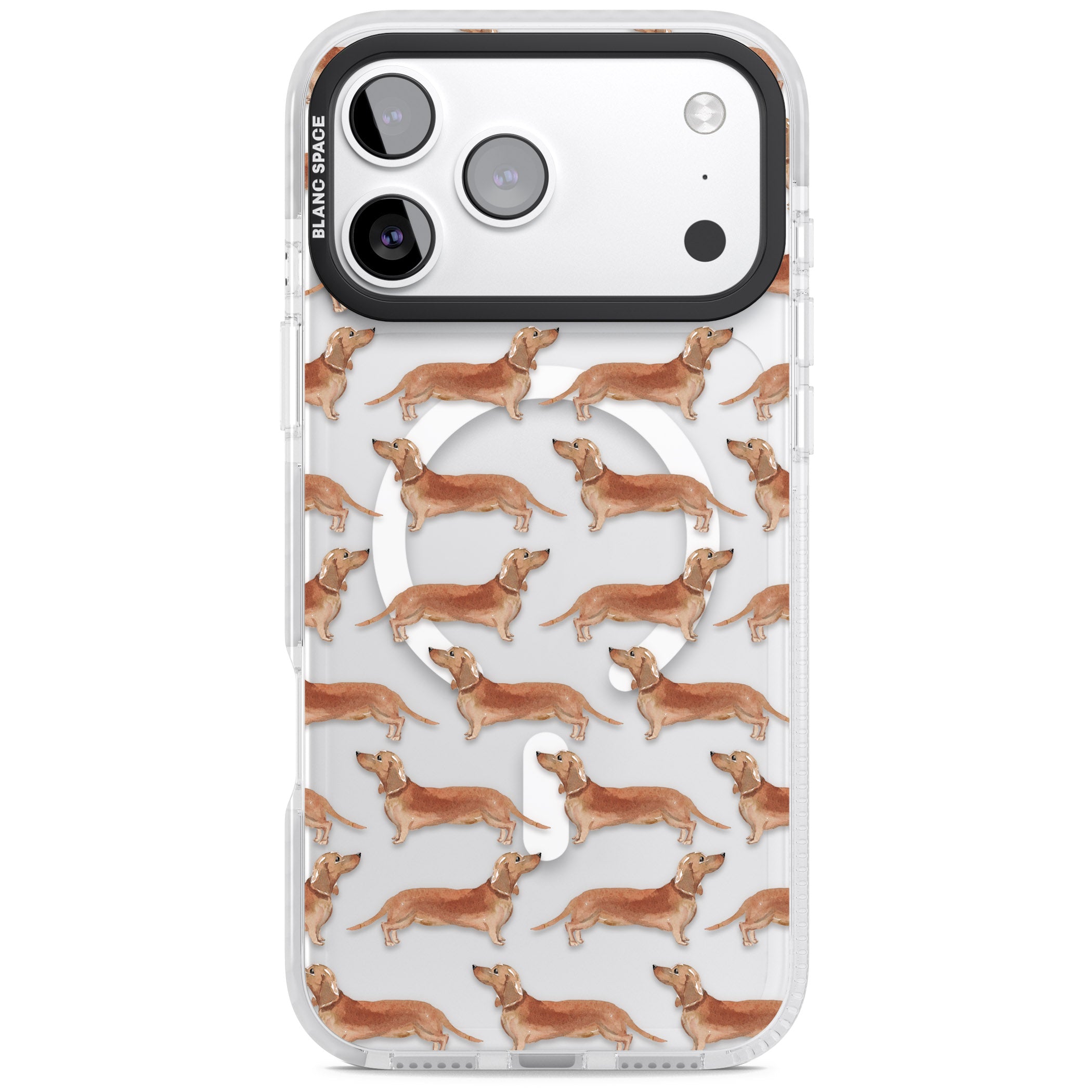 Dachshund Watercolor Dog Pattern iPhone 17 Pro Max Impact Pro Clear Phone Case