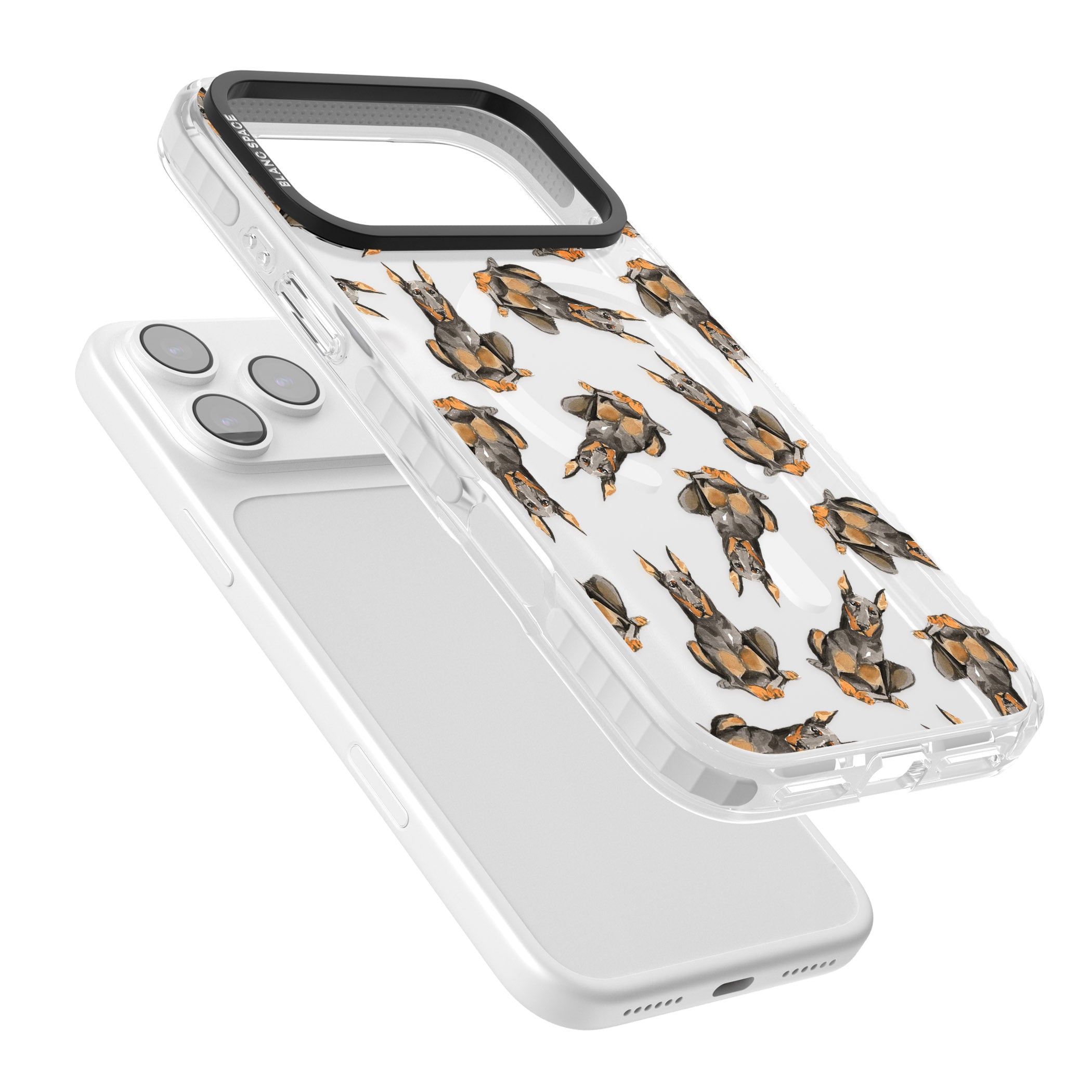 Doberman Watercolor Dog iPhone 17 Pro Max Impact Pro Clear Phone Case Colours