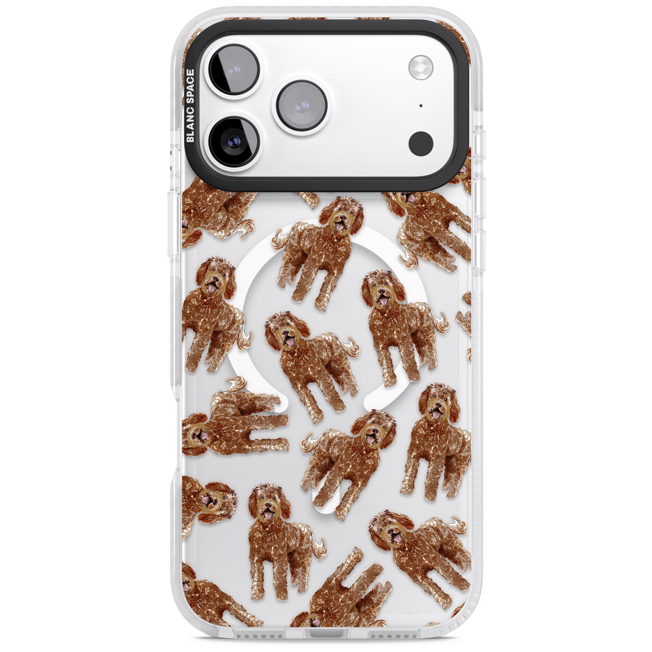 Labradoodle Brown Pattern iPhone 17 Pro Max Impact Pro Clear Phone Case