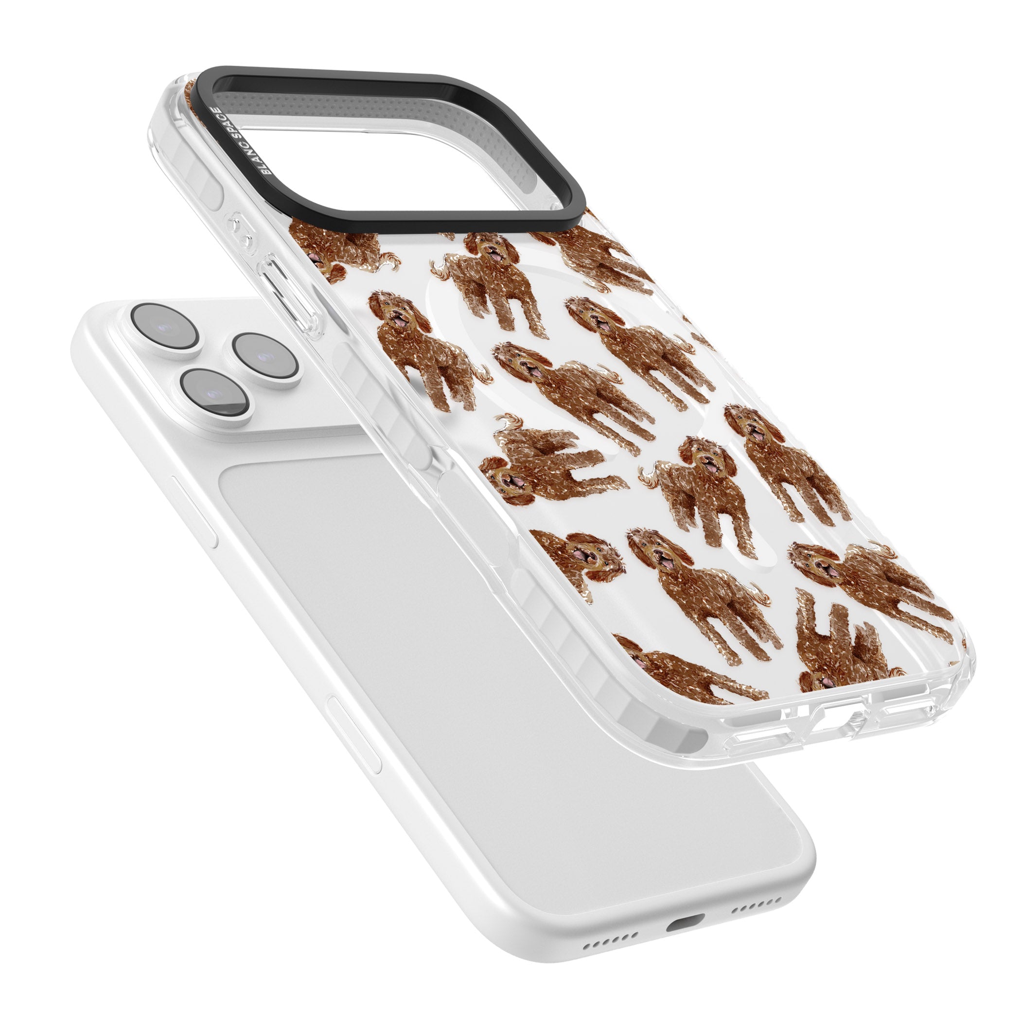 Labradoodle Brown Pattern iPhone 17 Pro Max Impact Pro Clear Phone Case Colours