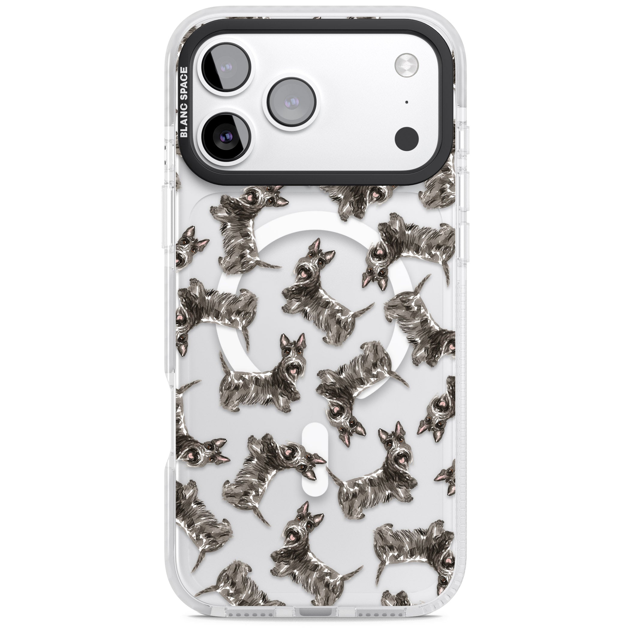 Scottish Terrier Pattern iPhone 17 Pro Max Impact Pro Clear Phone Case