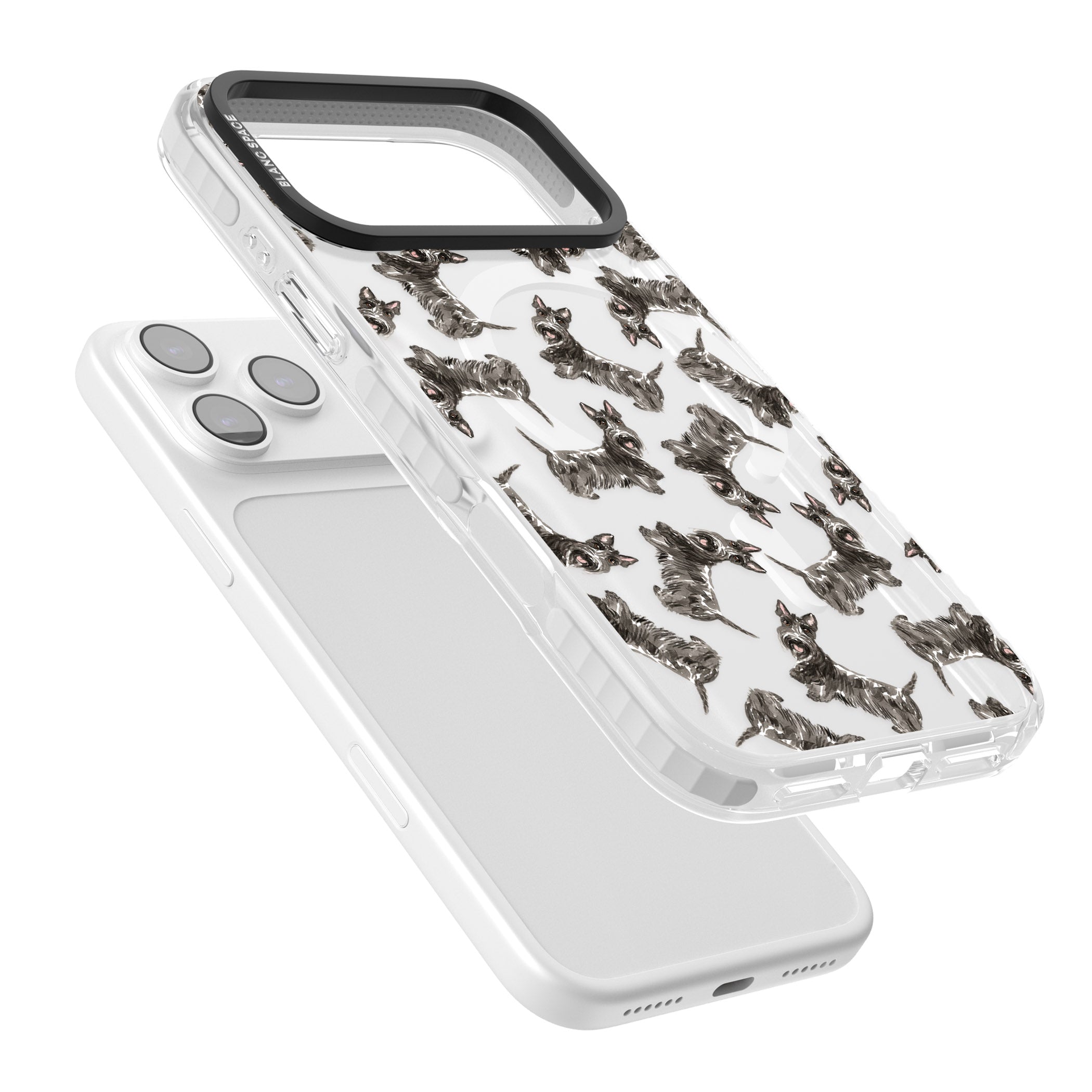 Scottish Terrier Pattern iPhone 17 Pro Max Impact Pro Clear Phone Case Colours