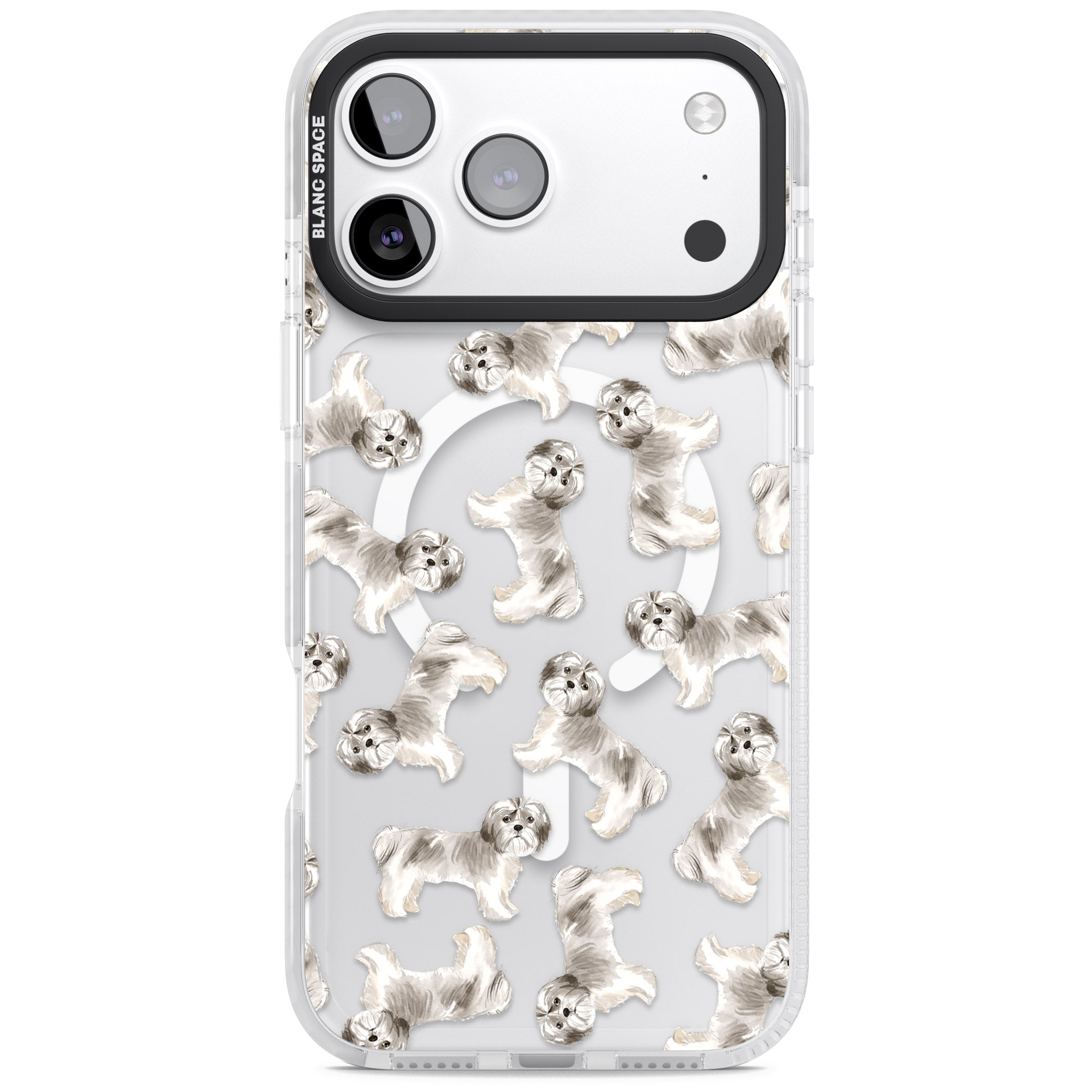 Shih Tzu Dog Pattern iPhone 17 Pro Max Impact Pro Clear Phone Case
