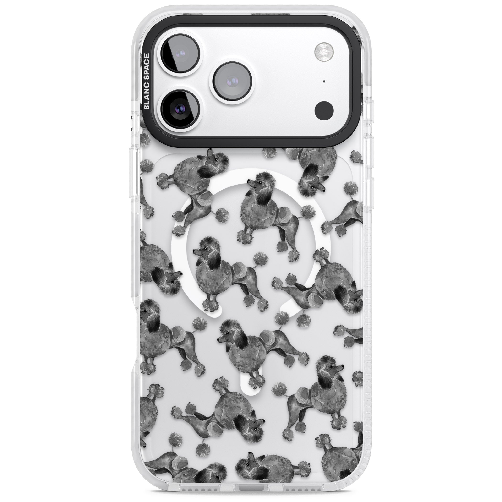 Poodle Pattern iPhone 17 Pro Impact Pro Clear Phone Case