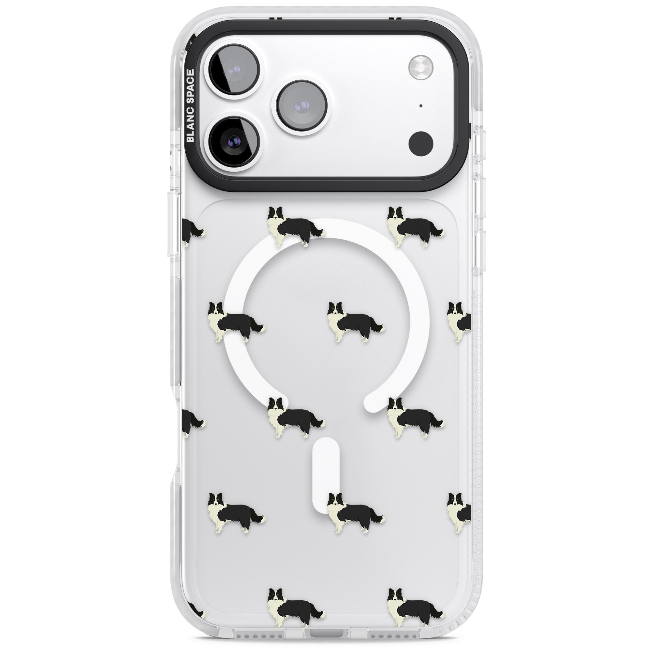 Border Collie Pattern Clear iPhone 17 Pro Max Impact Pro Clear Phone Case