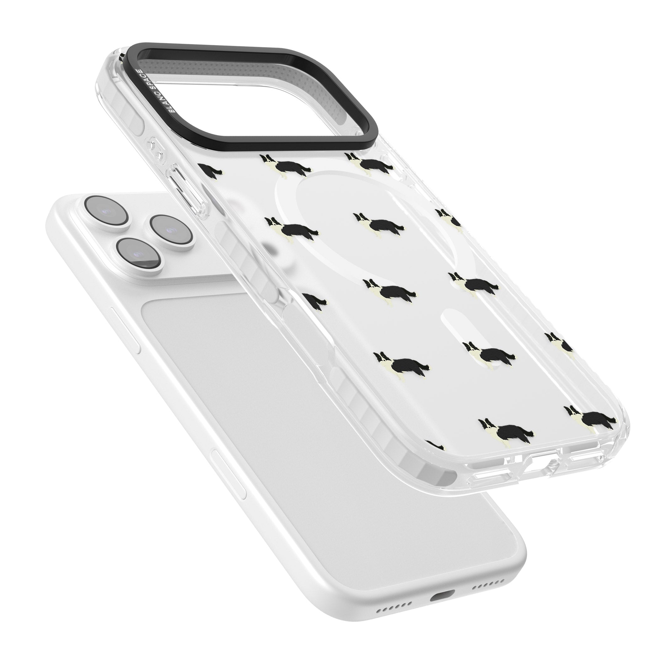 Border Collie Pattern Clear iPhone 17 Pro Max Impact Pro Clear Phone Case Colours