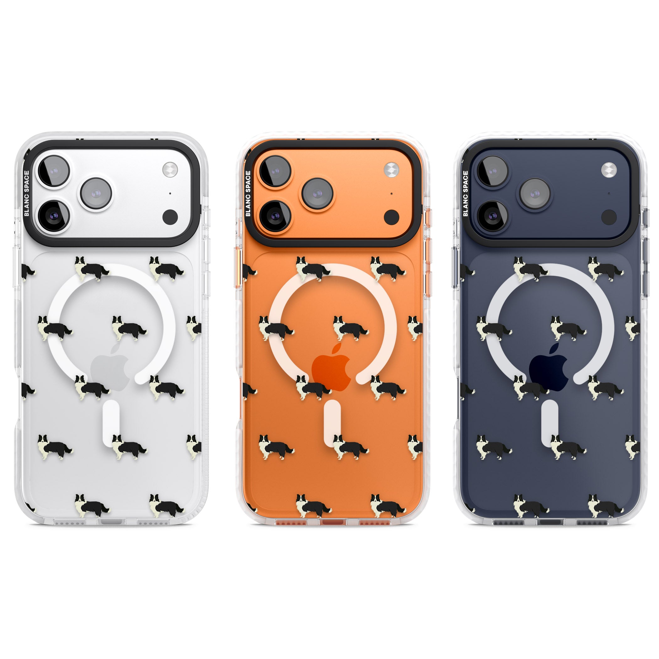 Border Collie Pattern Clear iPhone 17 Pro Impact Pro Clear Phone Case APT Impact Protection
