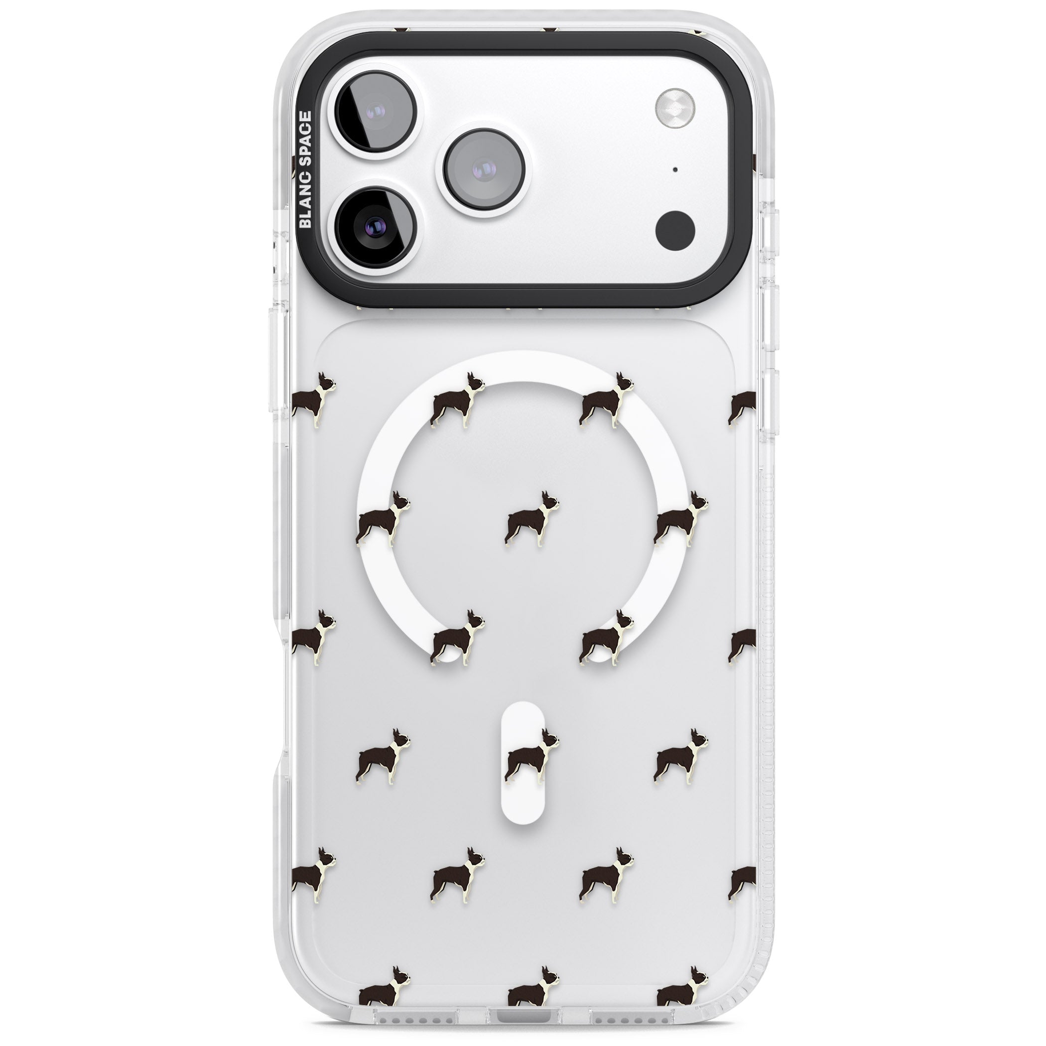 Boston Terrier Pattern iPhone 17 Pro Max Impact Pro Clear Phone Case