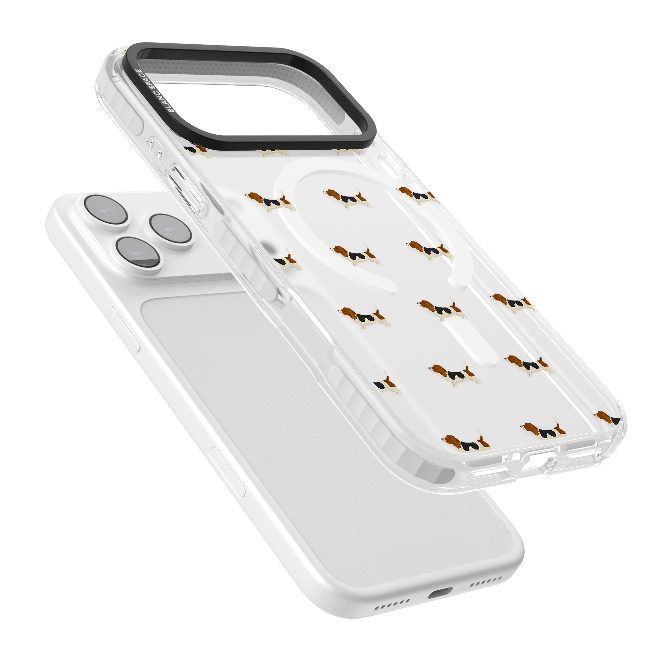 Basset Hound Pattern iPhone 17 Pro Max Impact Pro Clear Phone Case Colours