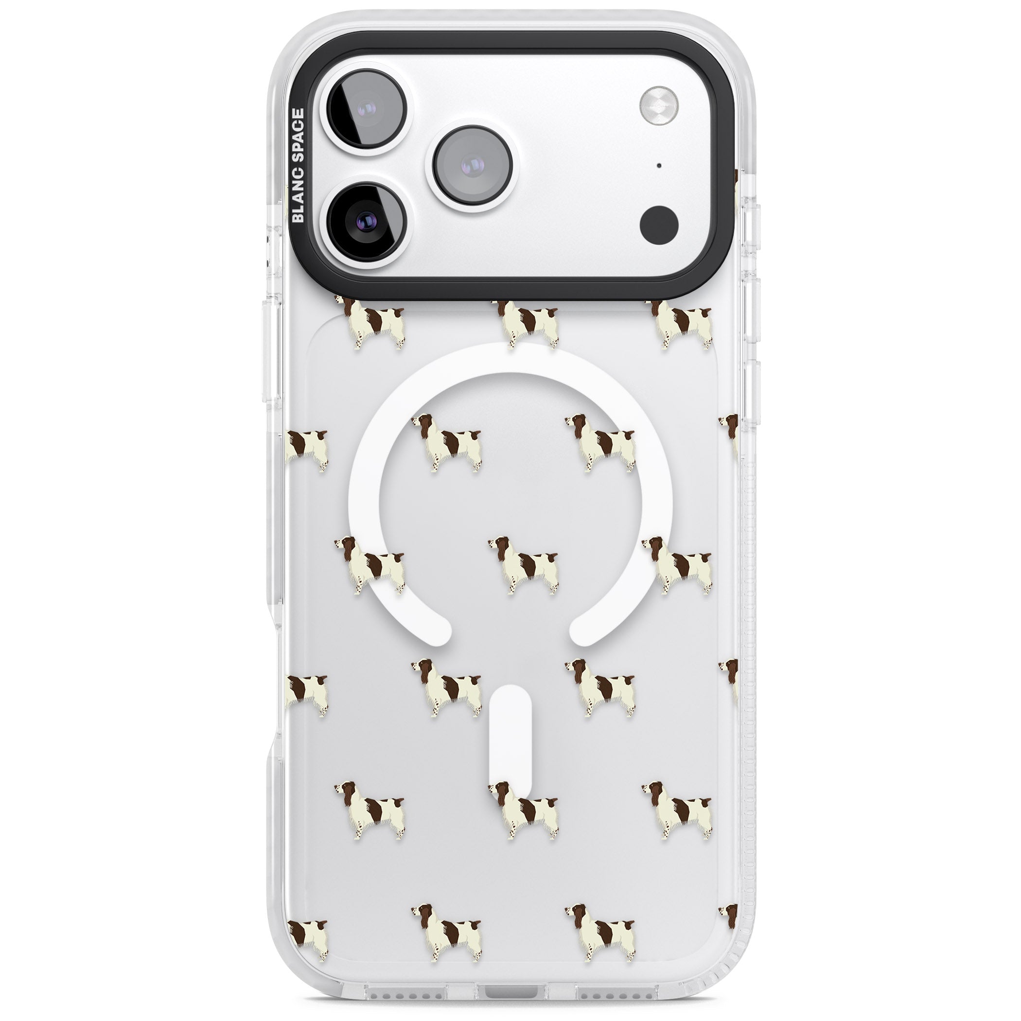 Spaniel Pattern iPhone 17 Pro Max Impact Pro Clear Phone Case