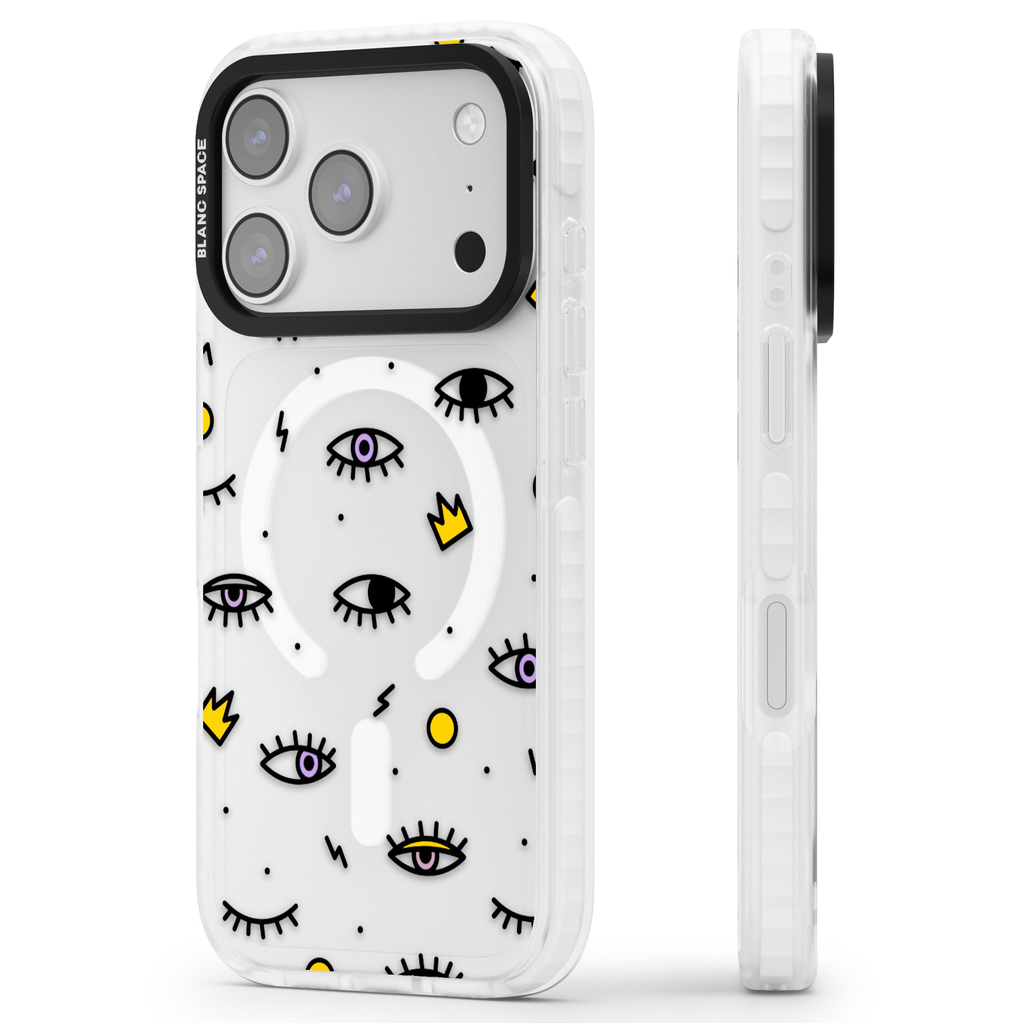 Eyes & Lips Icons iPhone 17 Pro Max Impact Pro Clear Phone Case Side Profile